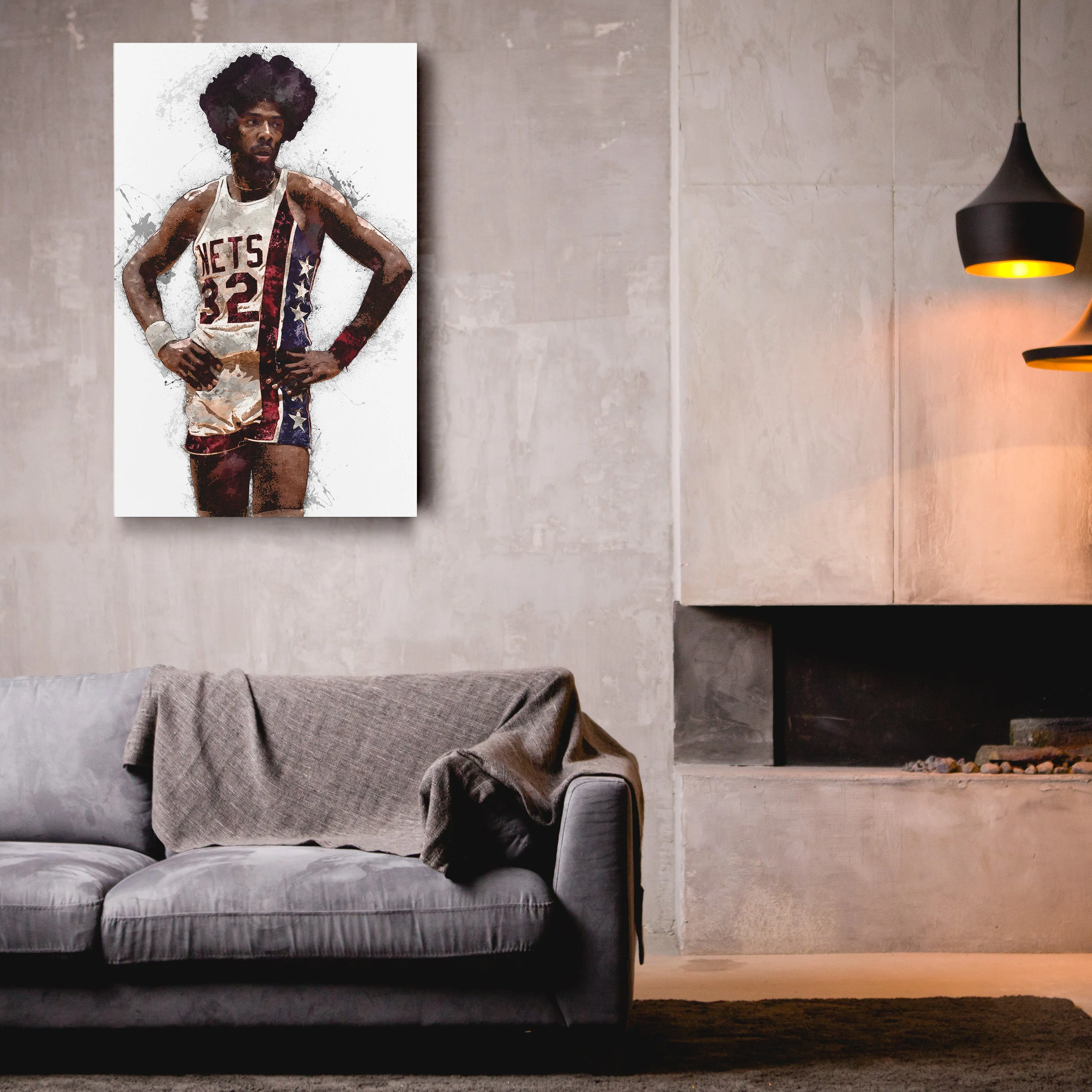 Julius Erving Canvas Art – New Jersey Nets Wall Decor - Image 2