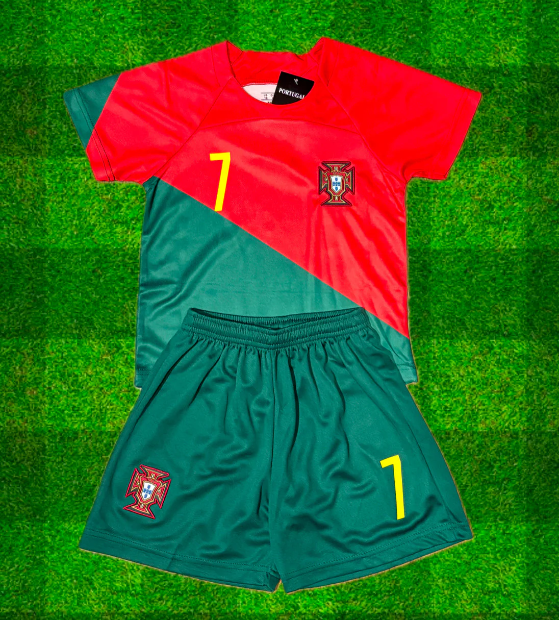 Kids Cristiano Ronaldo Portugal Soccer Jersey Home Toddler & Youth Sizes - Image 2