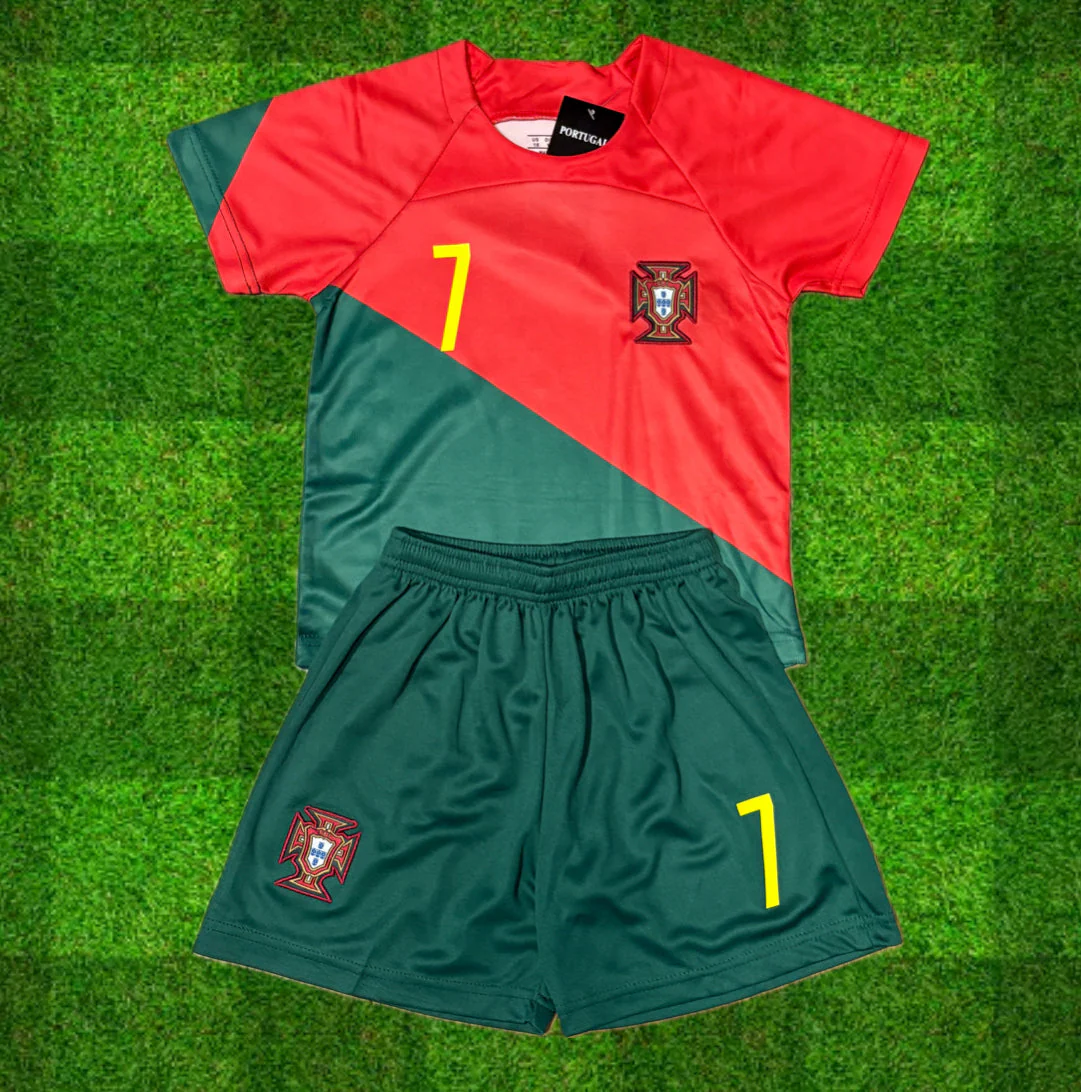 Kids Cristiano Ronaldo Portugal Soccer Jersey Home Toddler & Youth Sizes - Image 3