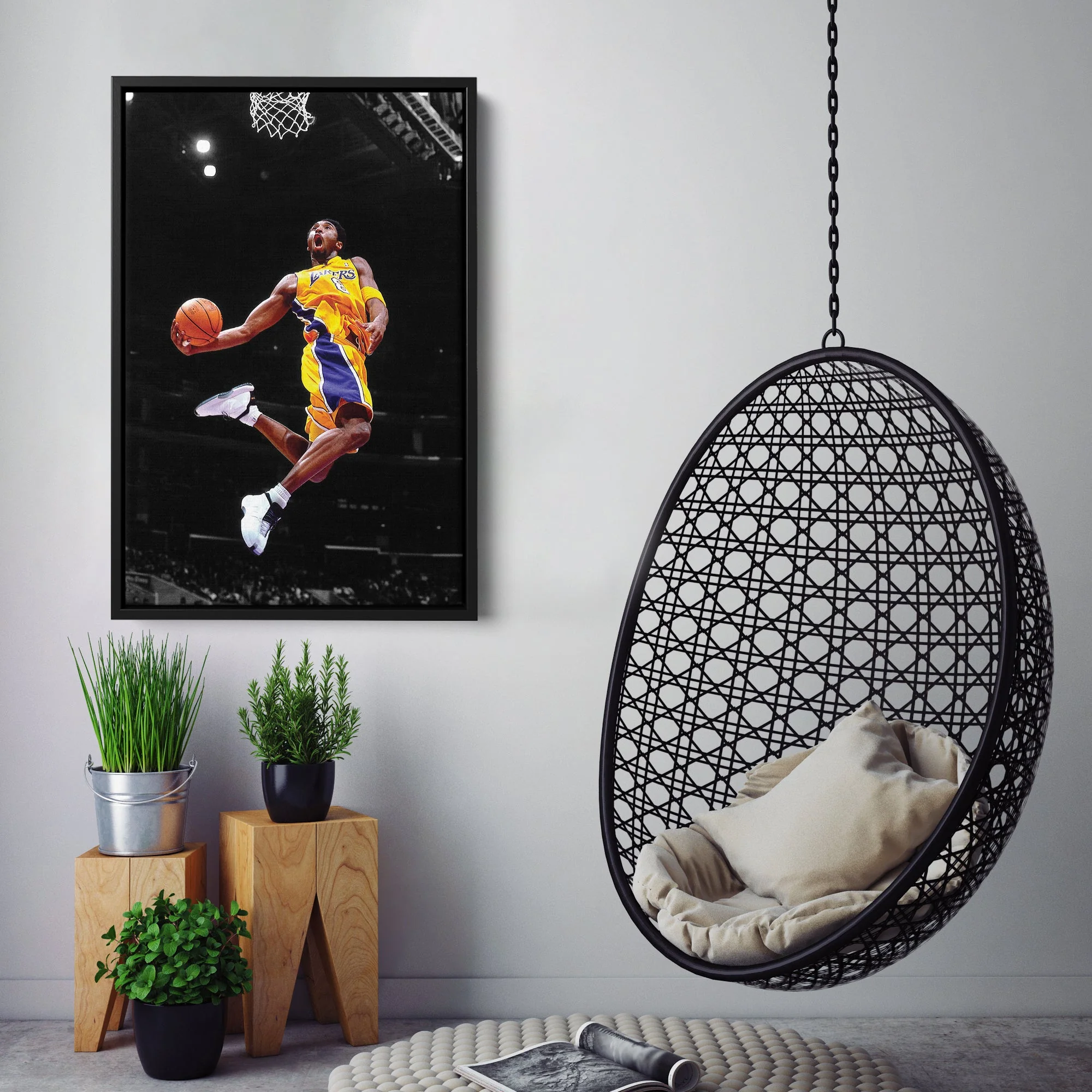 Kobe Bryant Lakers Flying Dunk Canvas Wall Art Decor - NBA Action Art - Image 7