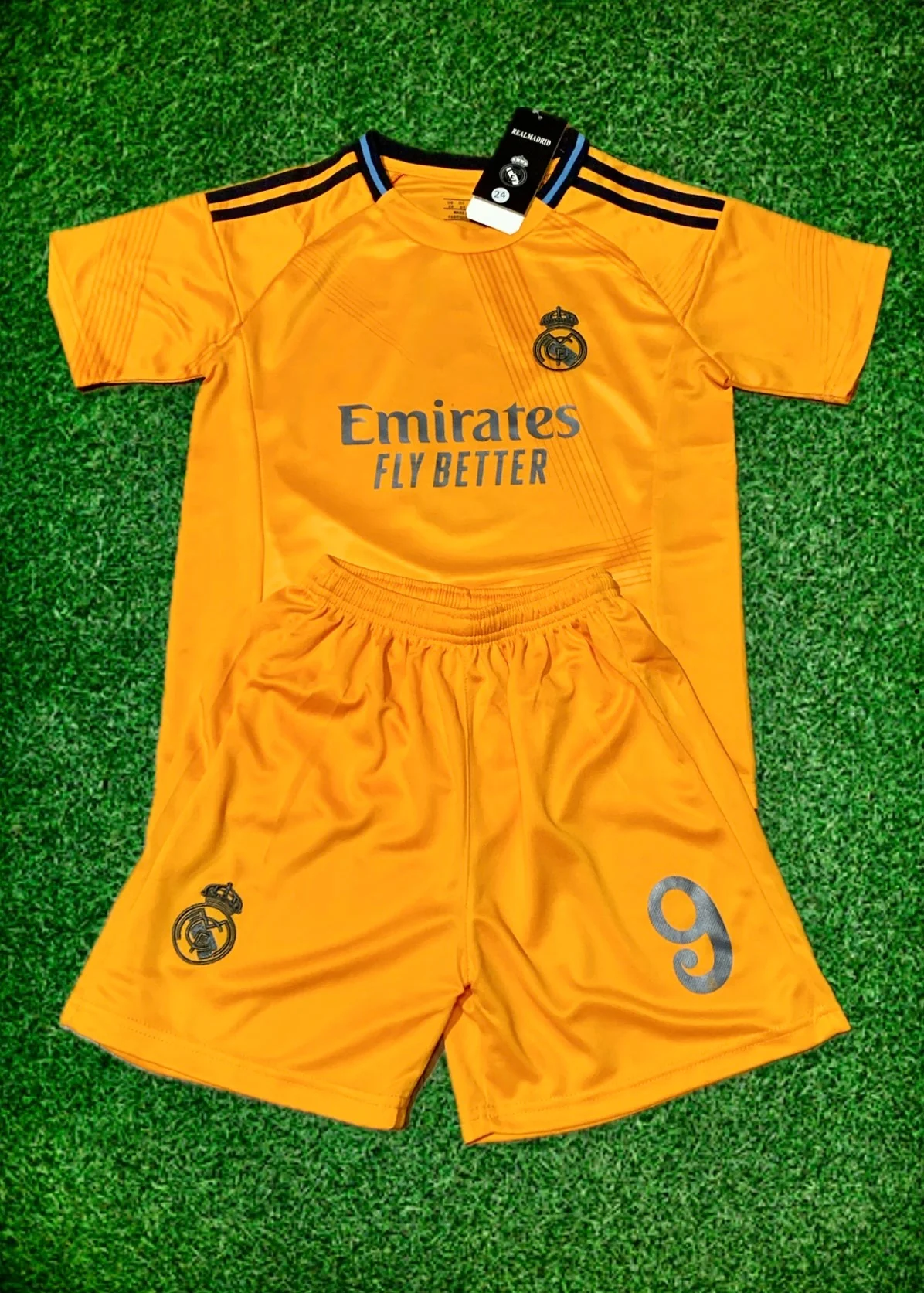 Kylian Mbappe Real Madrid Special Orange 3rd Jersey Toddler/youth Soccer Jersey Kids Kit - Image 5