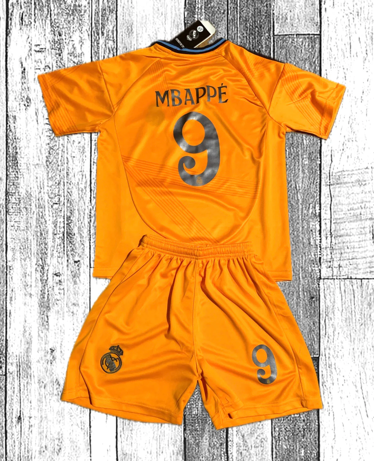 Kylian Mbappe Real Madrid Special Orange 3rd Jersey Toddler/youth Soccer Jersey Kids Kit - Image 6