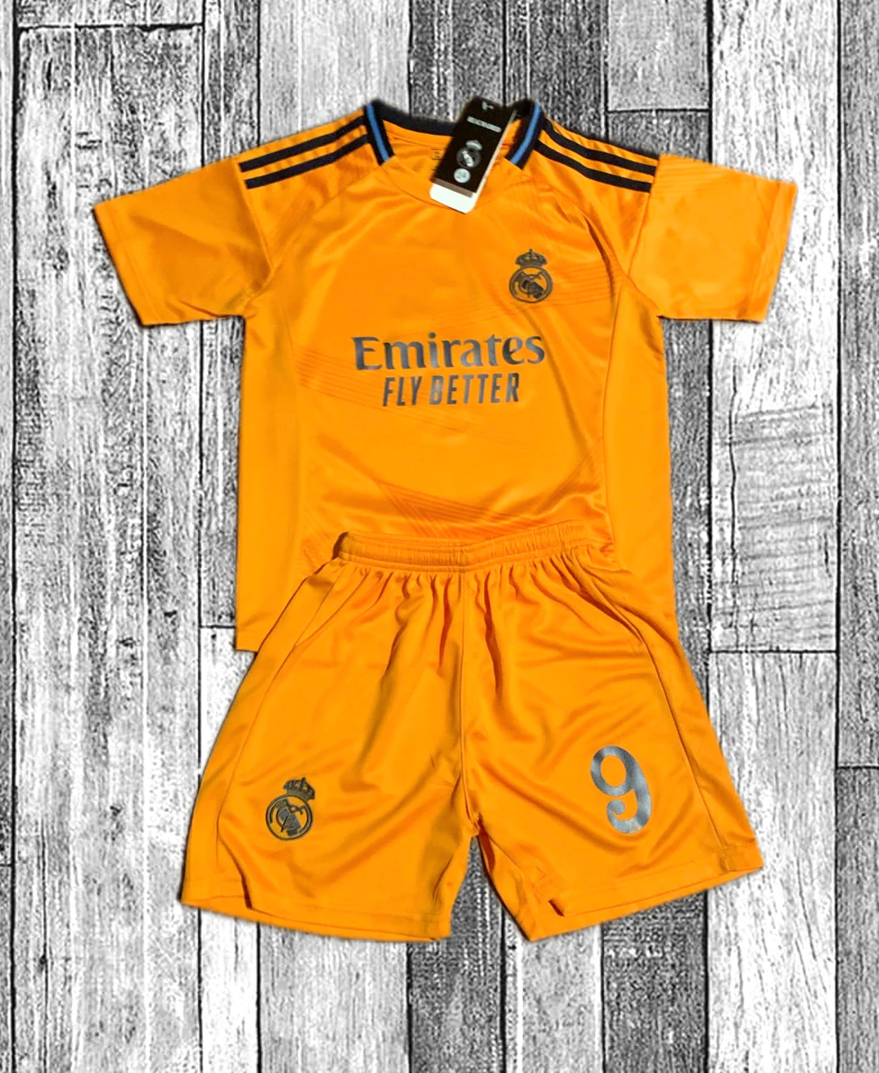 Kylian Mbappe Real Madrid Special Orange 3rd Jersey Toddler/youth Soccer Jersey Kids Kit - Image 7