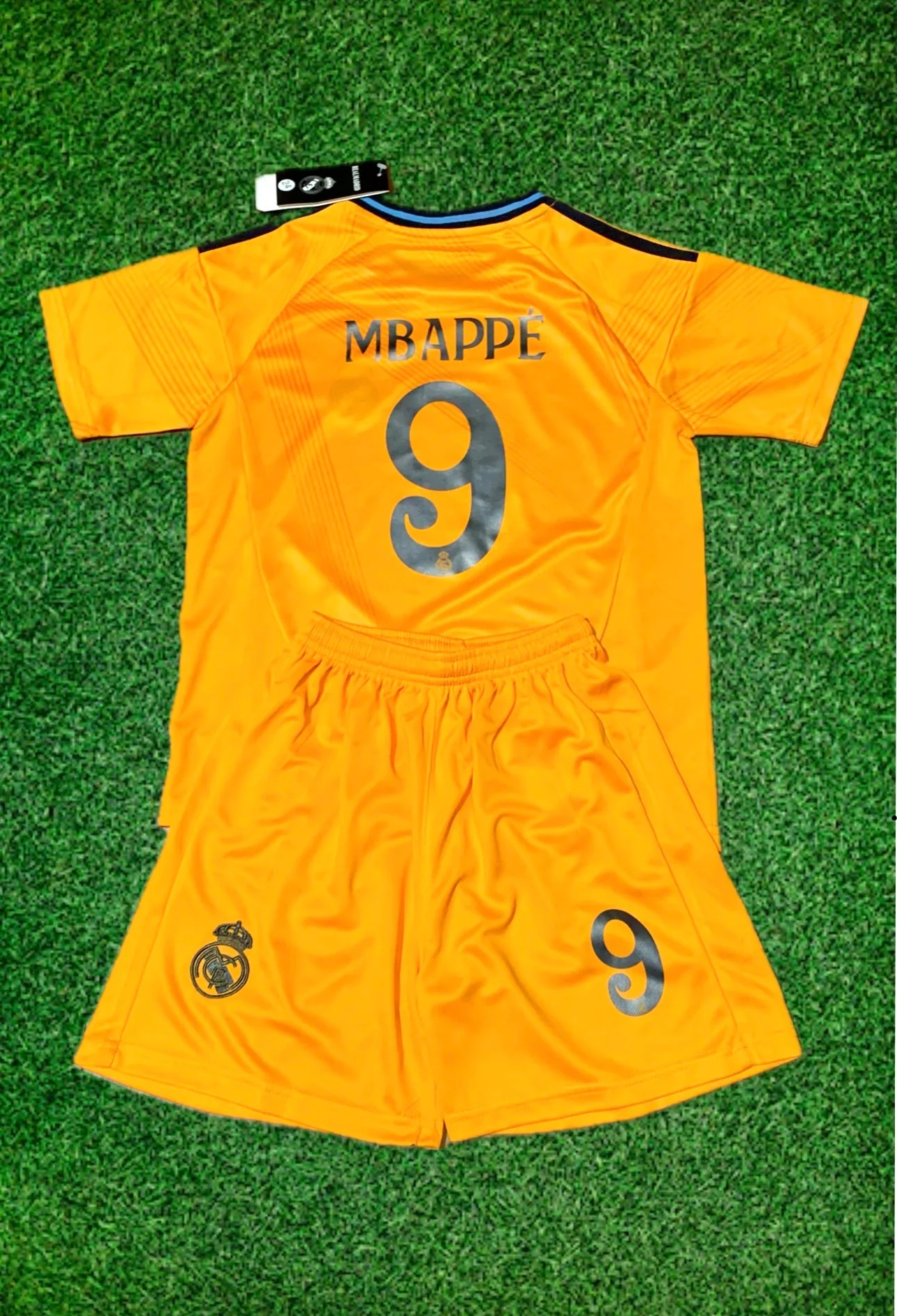 Kylian Mbappe Real Madrid Special Orange 3rd Jersey Toddler/youth Soccer Jersey Kids Kit - Image 9