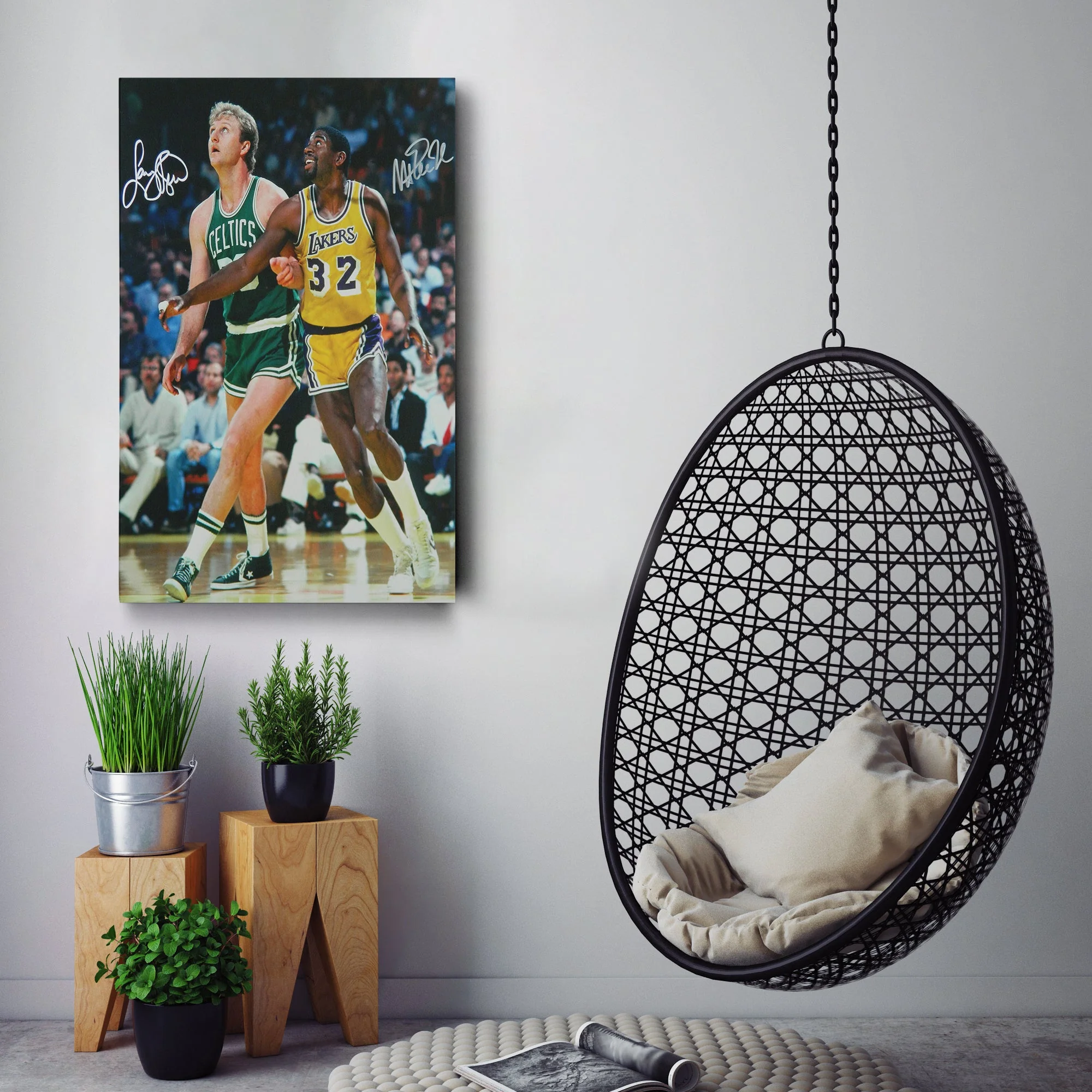 Larry Bird & Magic Johnson Canvas Wall Art - Image 2