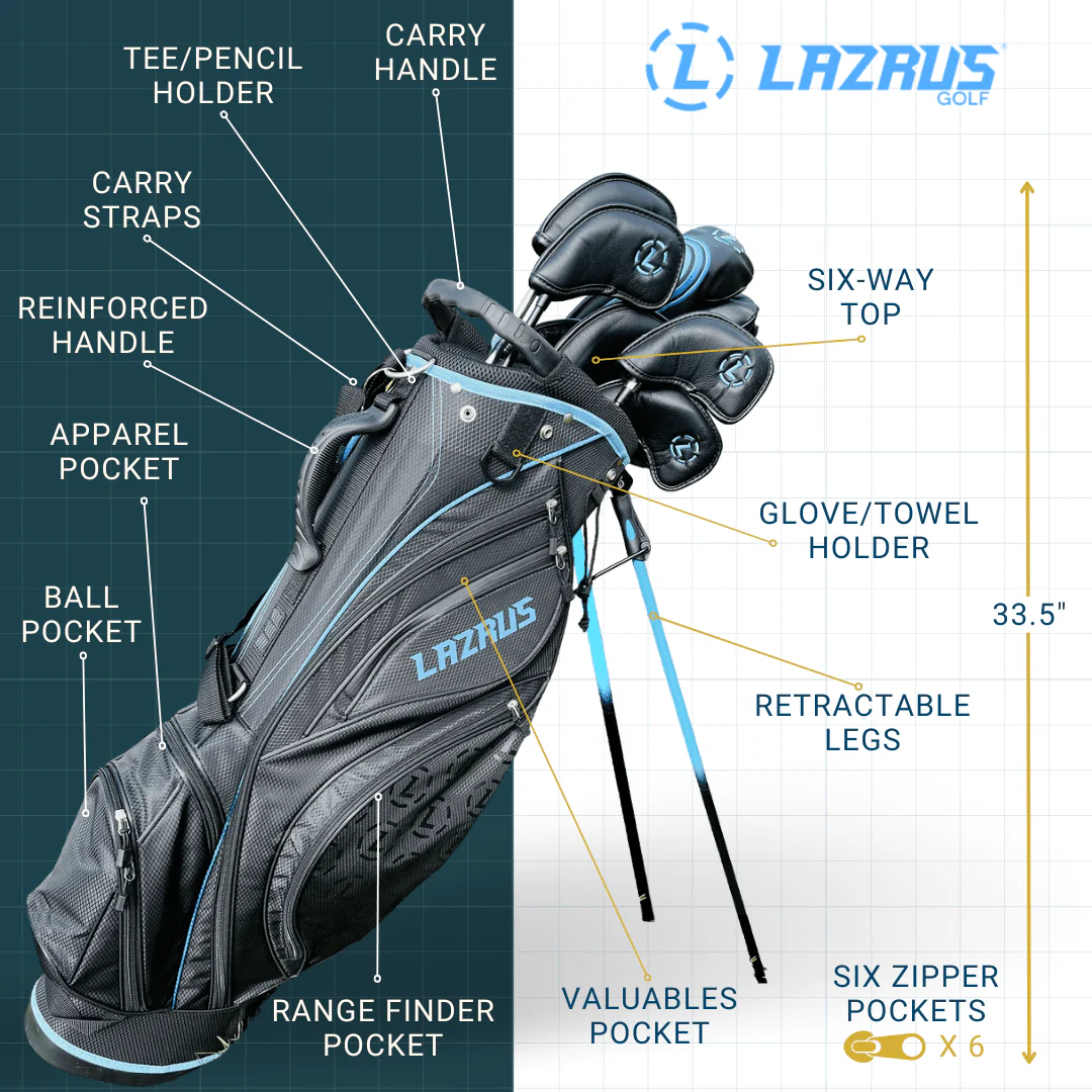Lazrus Golf Premium Black Golf Bags - Image 12