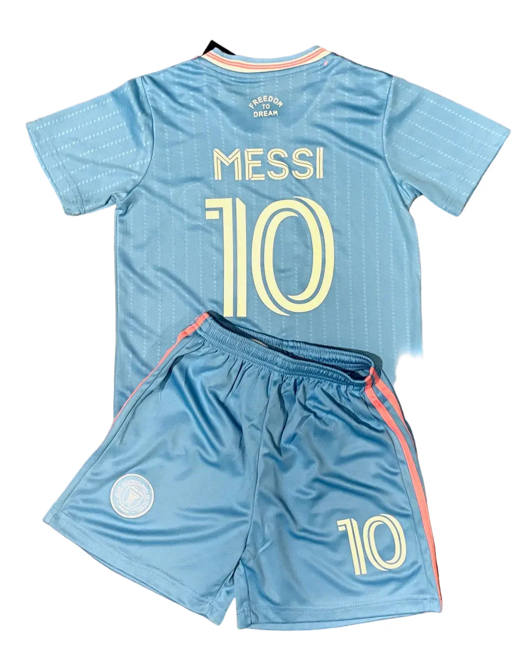 Lionel Messi Kids Blue Miami Soccer Jersey Set Football Youth Toddler