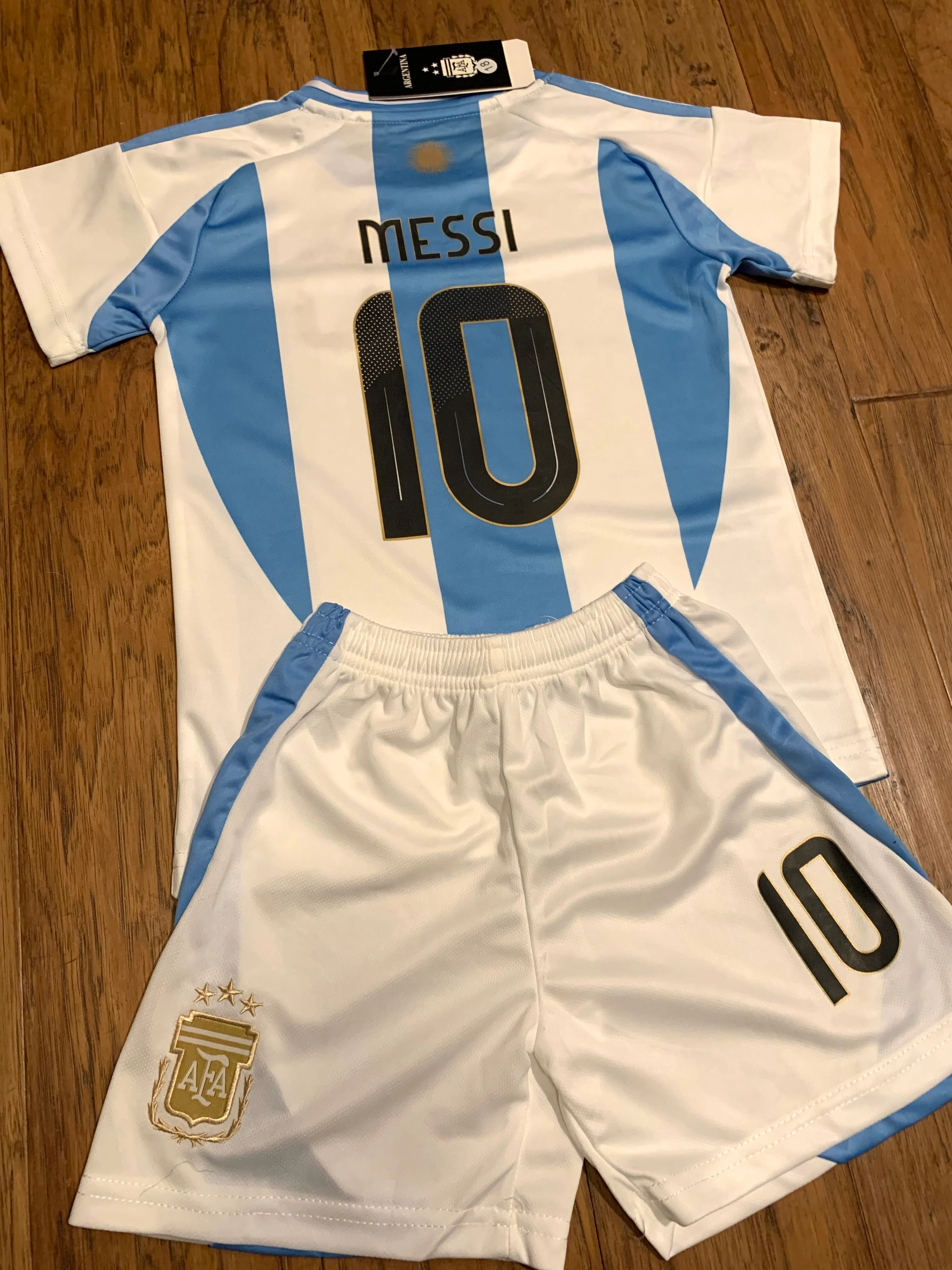 Lionel Messi Kids Soccer Argentina Home Jersey Set Youth & Toddler Sizes - Image 2