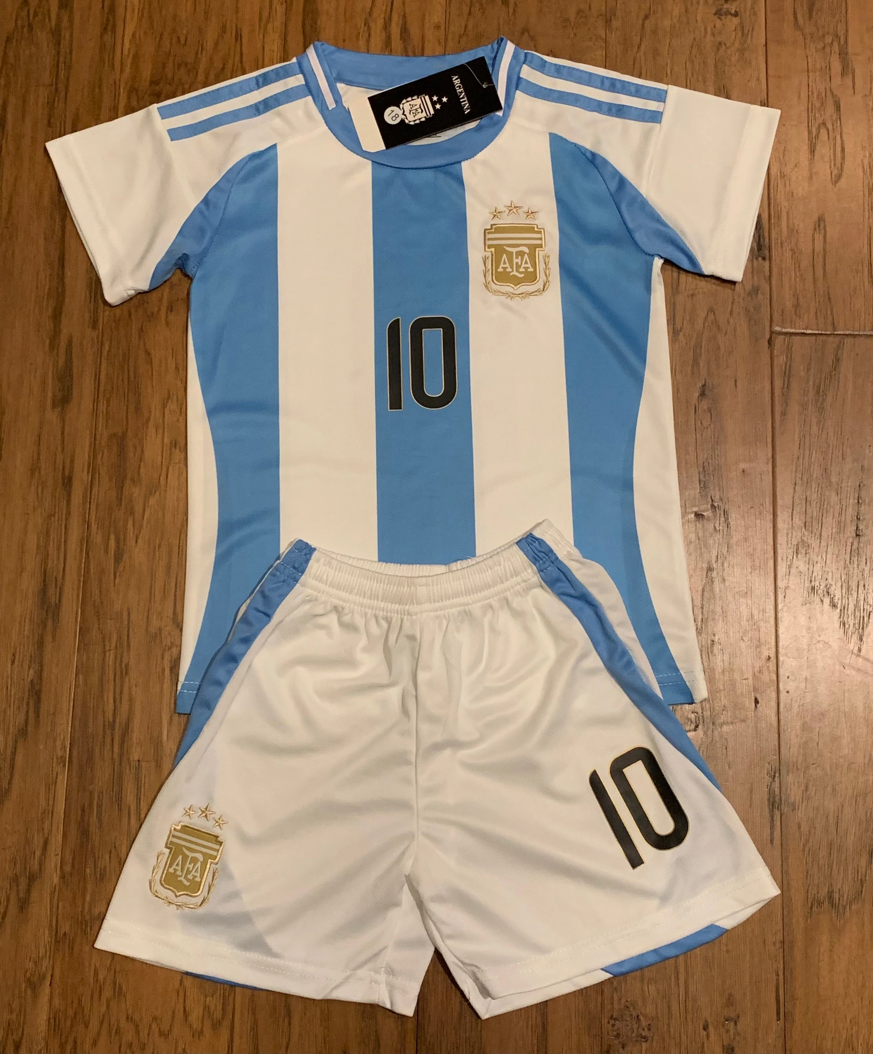Lionel Messi Kids Soccer Argentina Home Jersey Set Youth & Toddler Sizes - Image 3