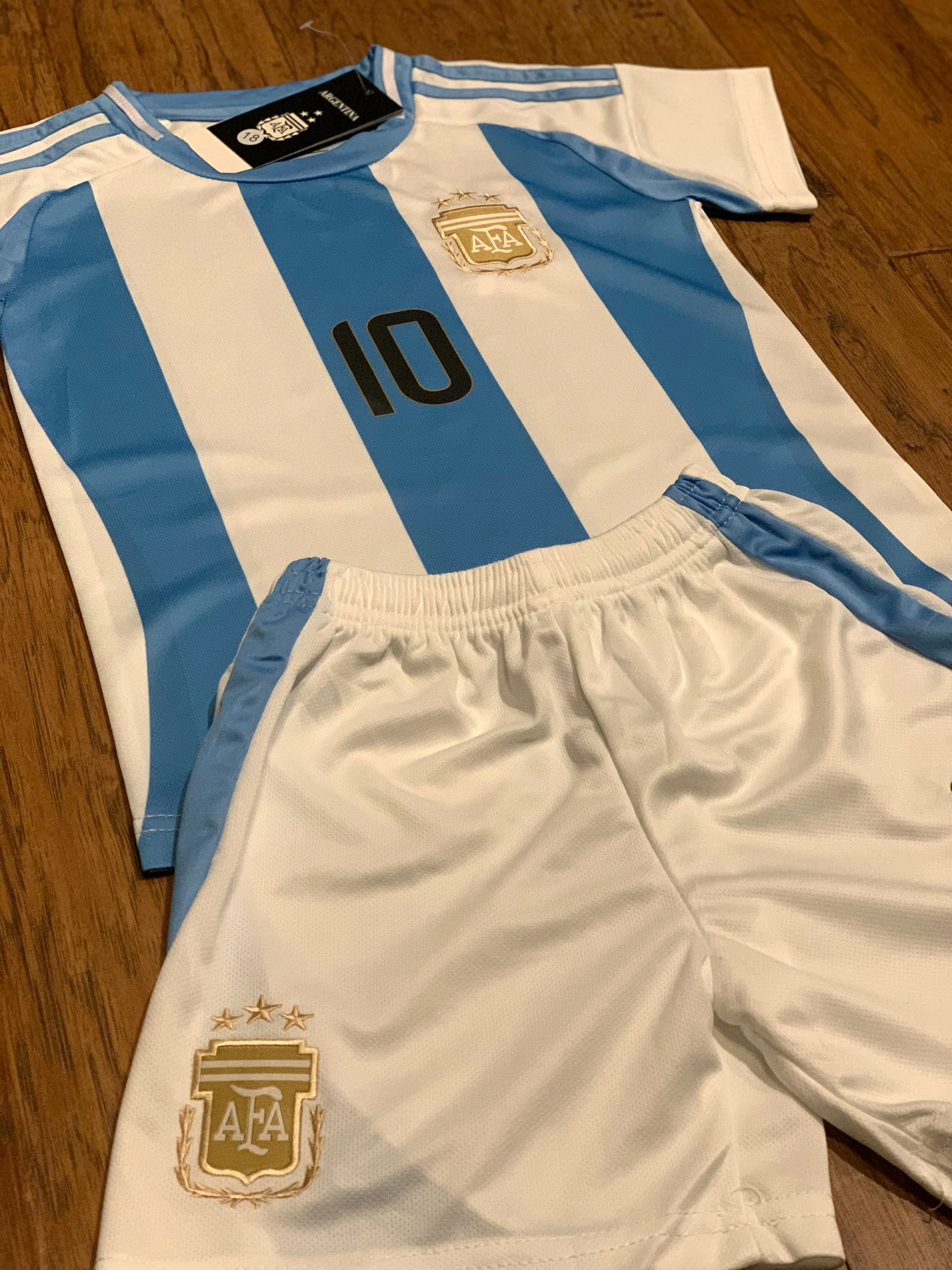 Lionel Messi Kids Soccer Argentina Home Jersey Set Youth & Toddler Sizes - Image 4