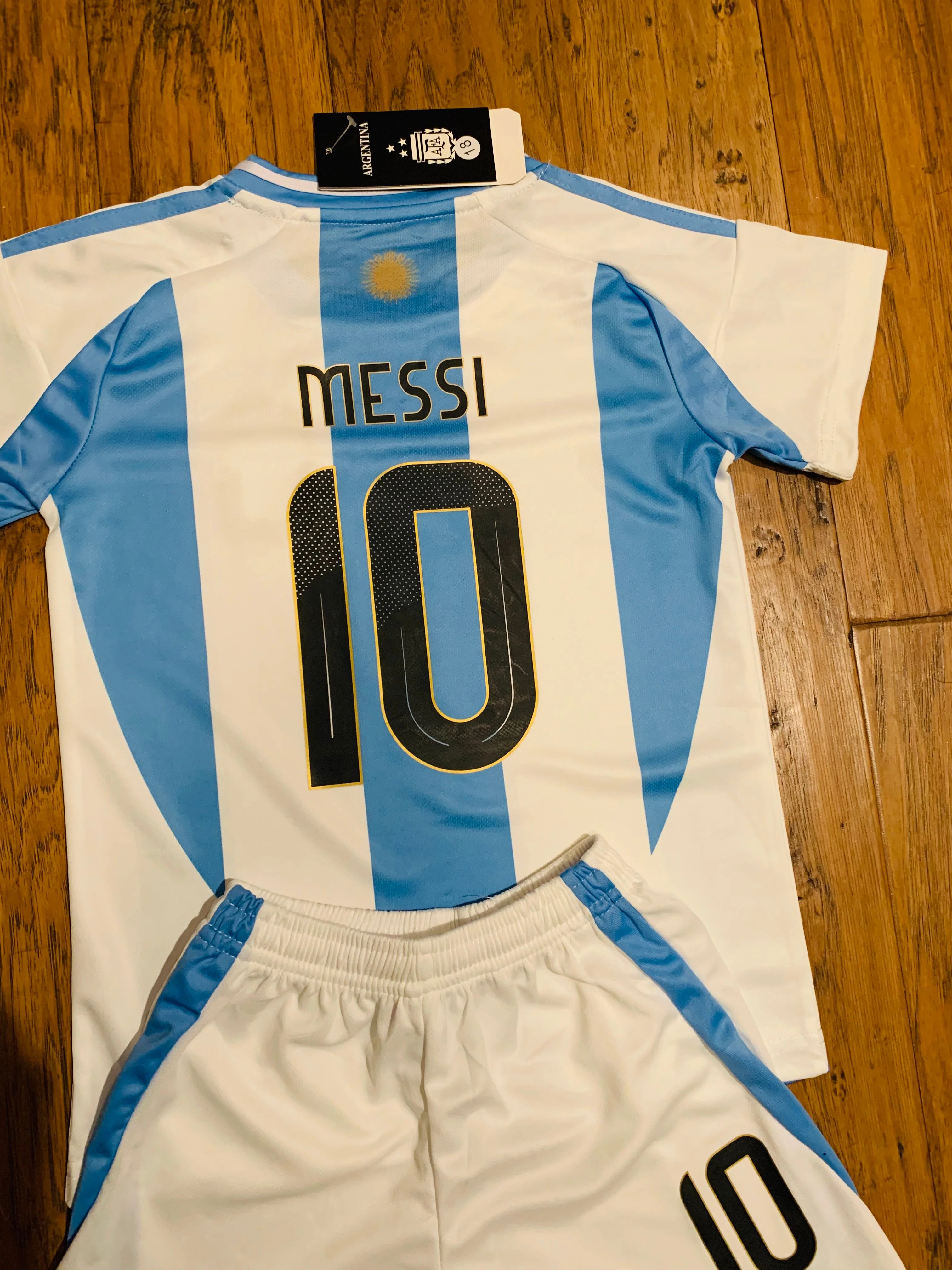 Lionel Messi Kids Soccer Argentina Home Jersey Set Youth & Toddler Sizes - Image 5