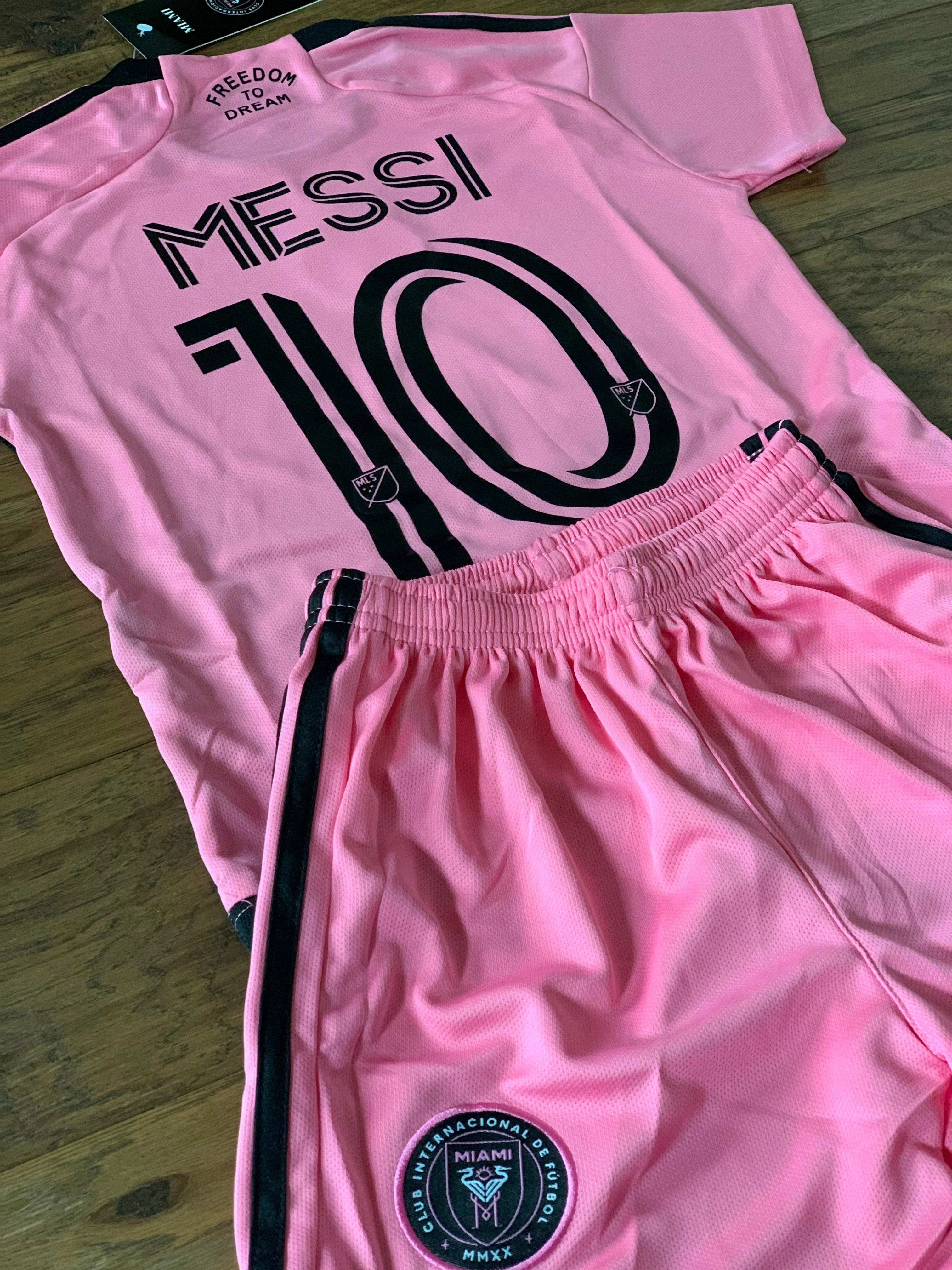 Lionel Messi Miami Home Kids Soccer Jersey Pink Set Football Youth Toddler - Image 4
