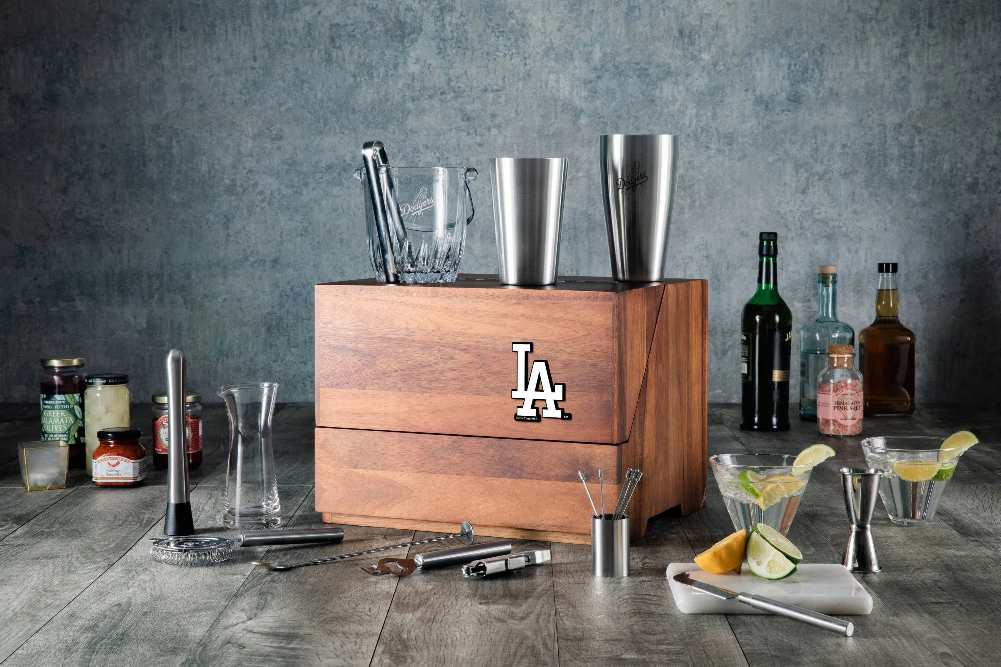 Los Angeles Dodgers - Madison Acacia Tabletop Bar Set - Image 2
