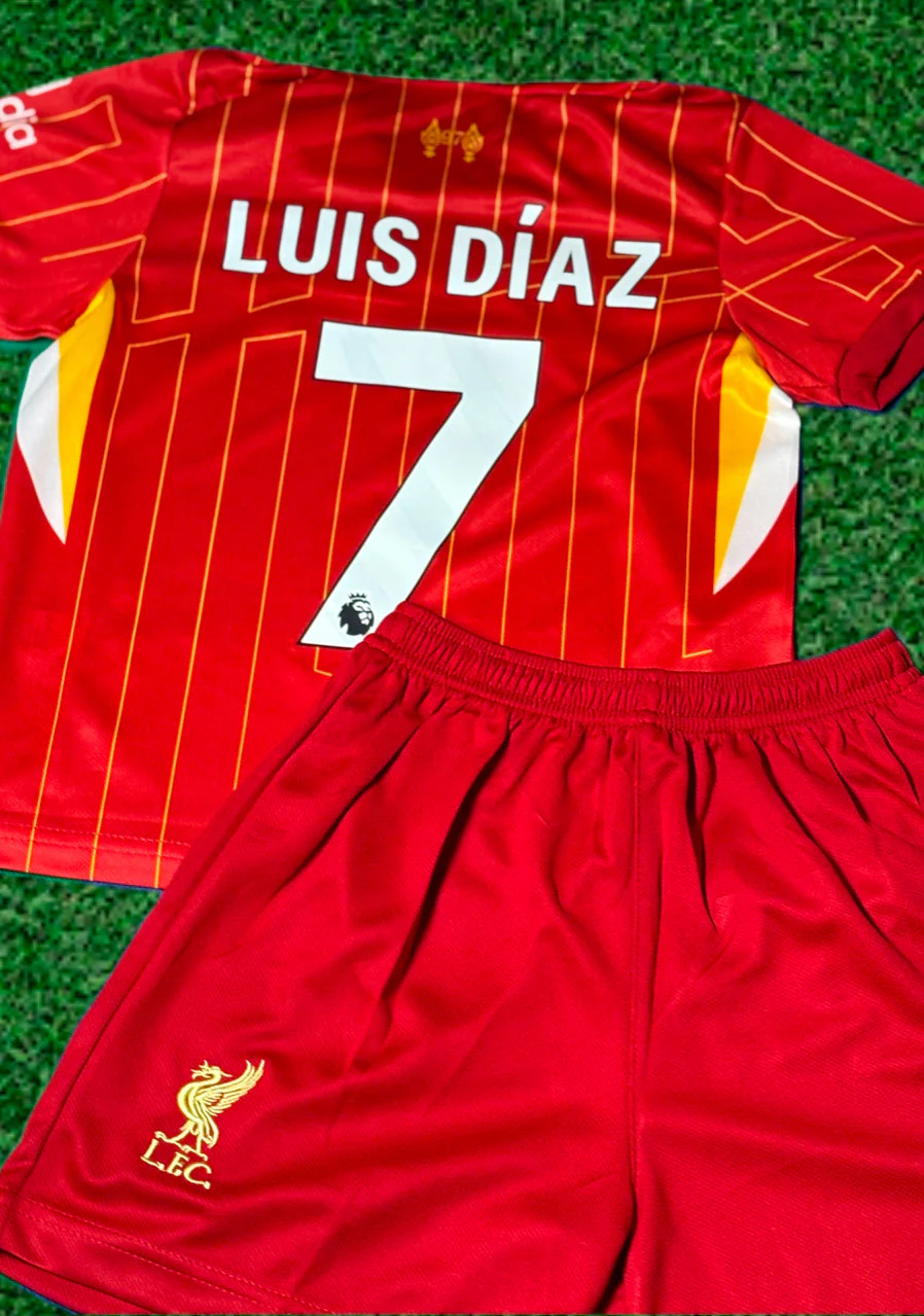 Luis Diaz 7 Liverpool Kids Jersey Set Soccer Football Toddler Youth Uniform Kit - Image 3