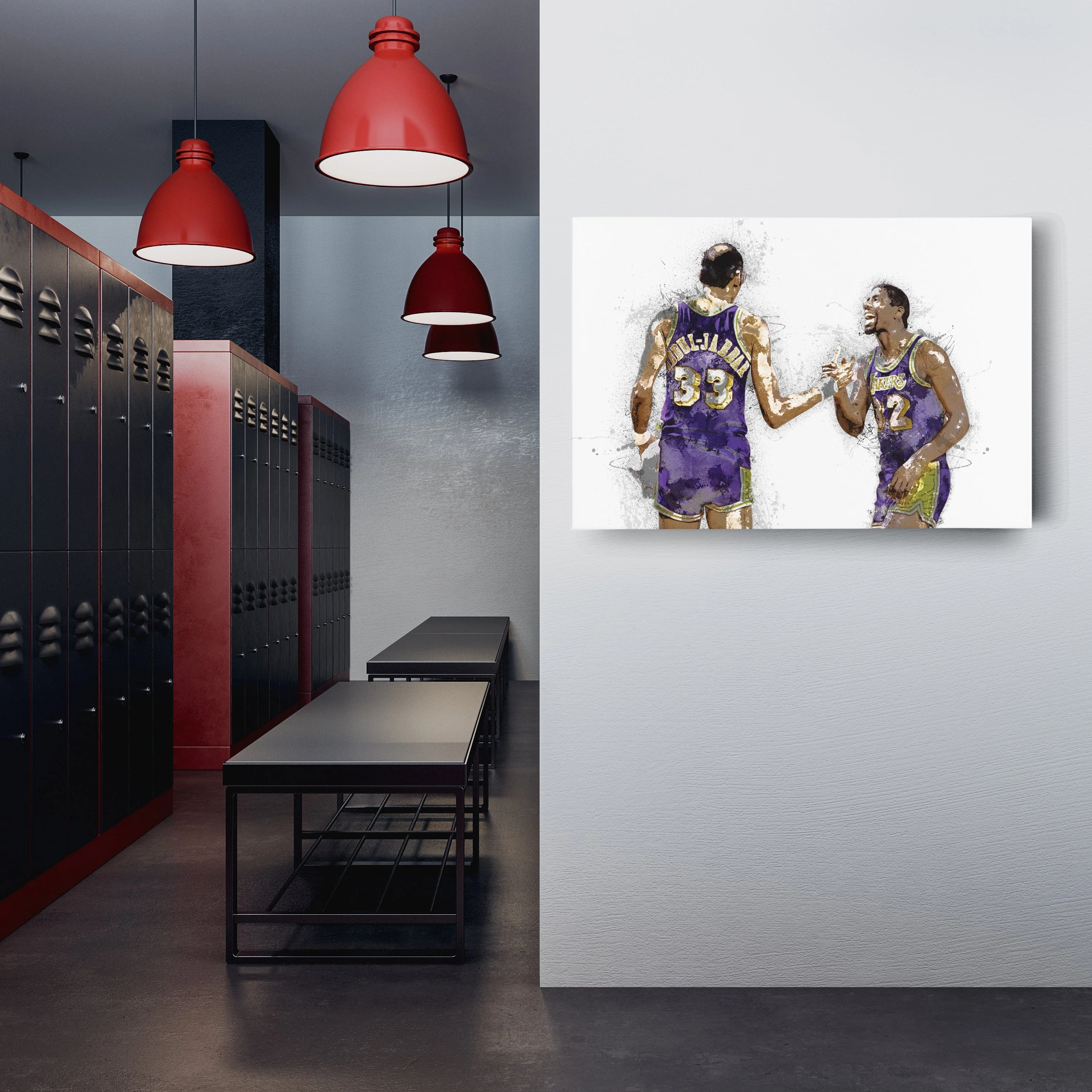 Magic Johnson & Kareem Abdul-Jabbar Canvas Art – Los Angeles Lakers Wall Decor - Image 2