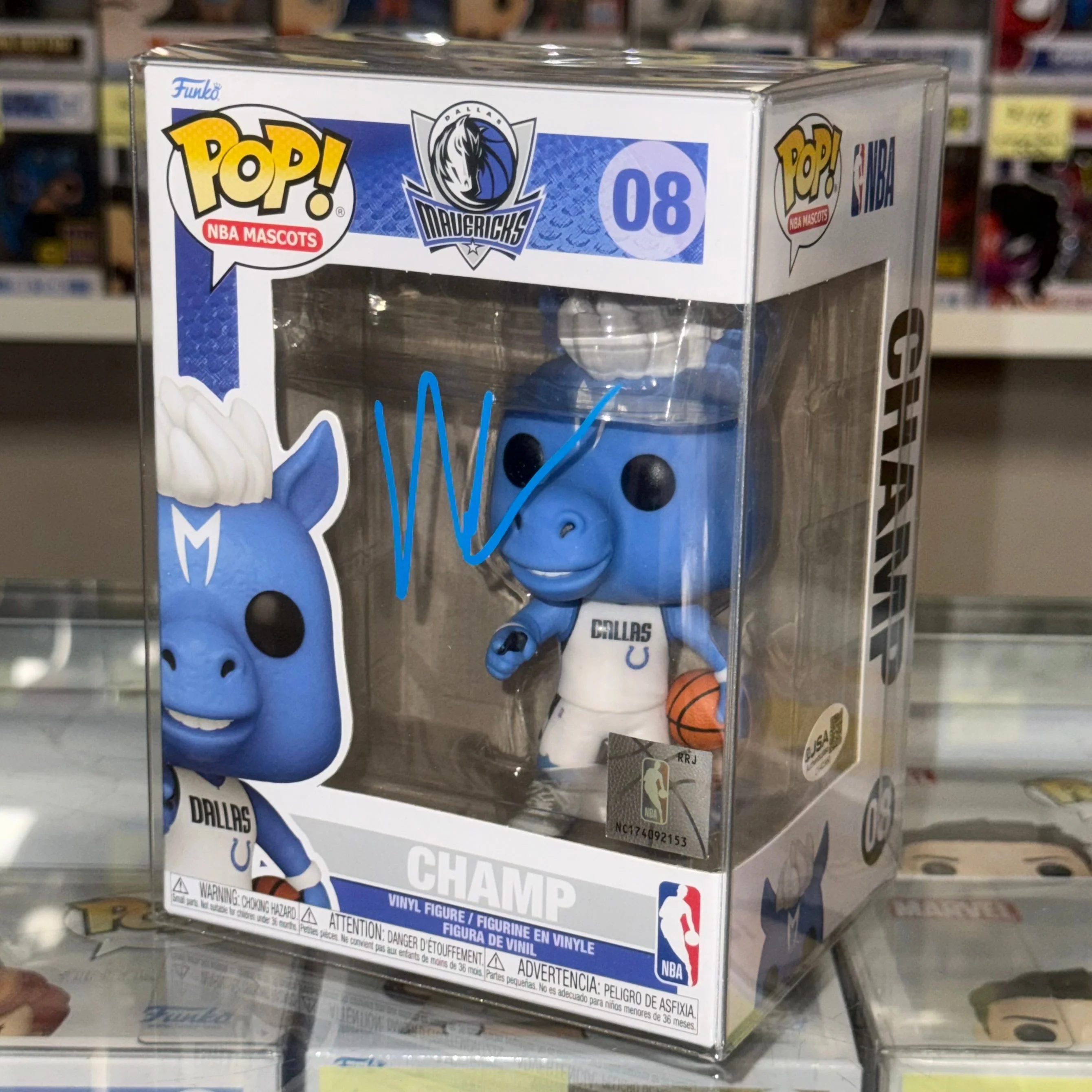 Mark Cuban Signed NBA Dallas Mavericks Mascot Champ Funko Pop! #08 With JSA COA - Image 9