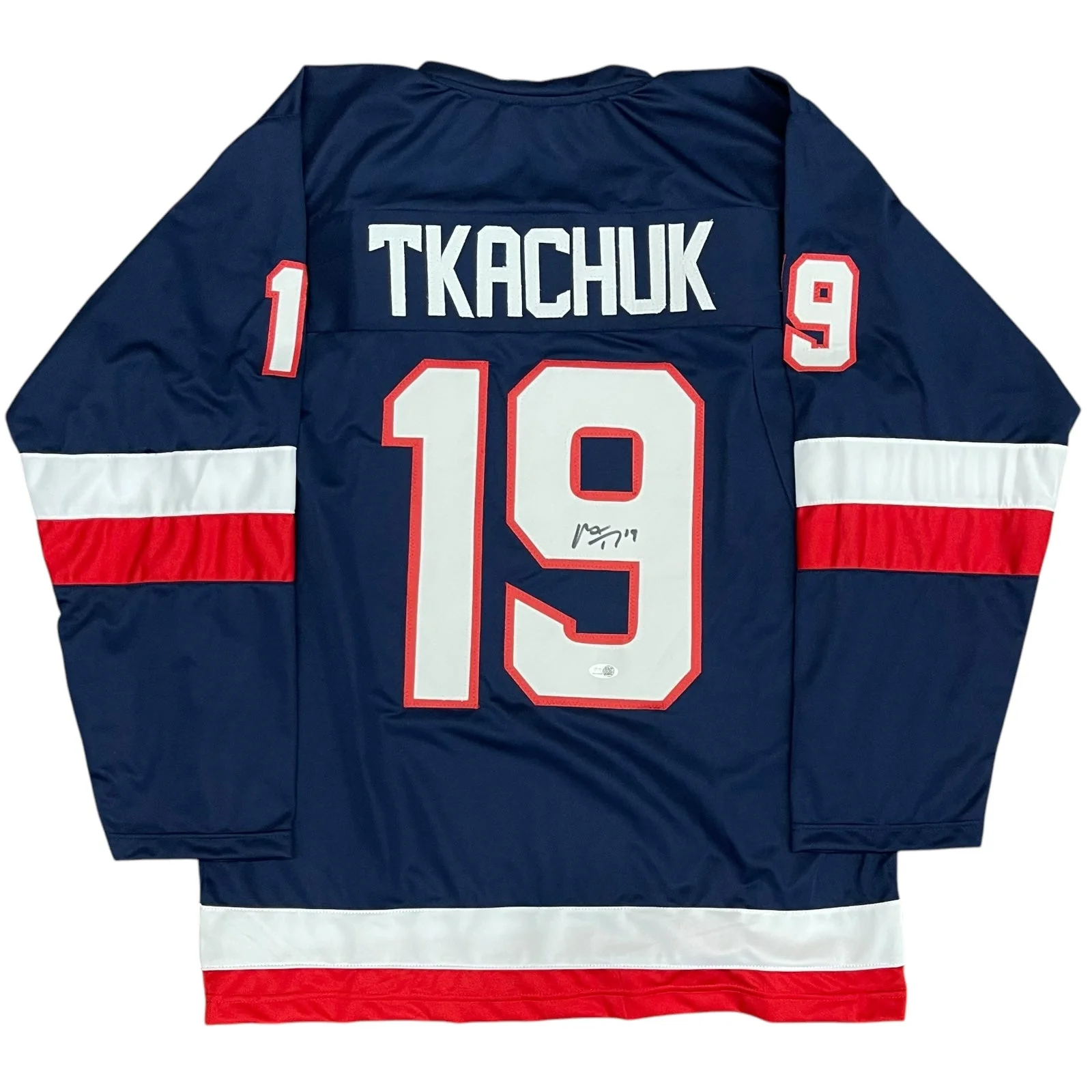 Autographed Matthew Tkachuk Team USA 4 Nations (Blue #19) Custom Jersey