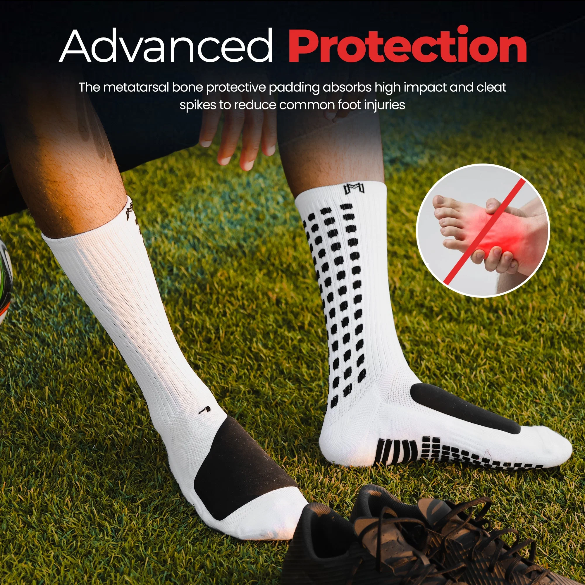 MediCaptain Padded Grip Socks with Foot Protection (Midcalf Length) - Image 3