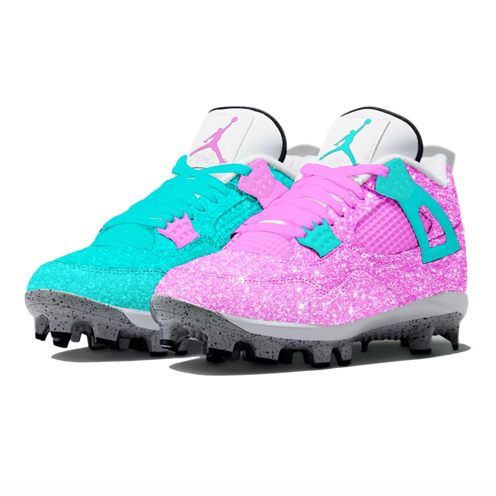 "Miami Glitter" Jordan 4 Retro MCS Cleats - Image 2