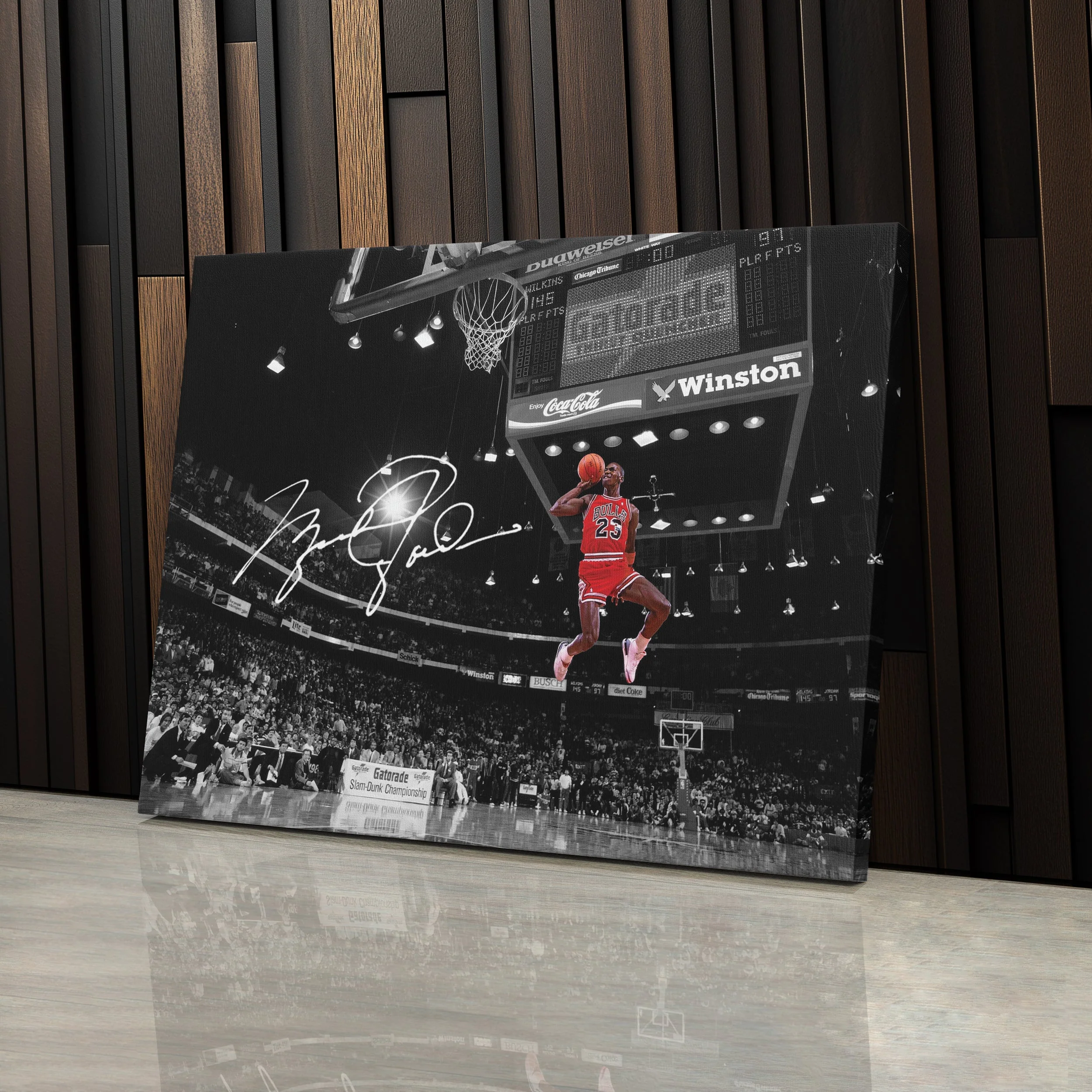 Chicago Bulls Michael Jordan Autographed Slam Dunk Canvas Wall Art - Image 5
