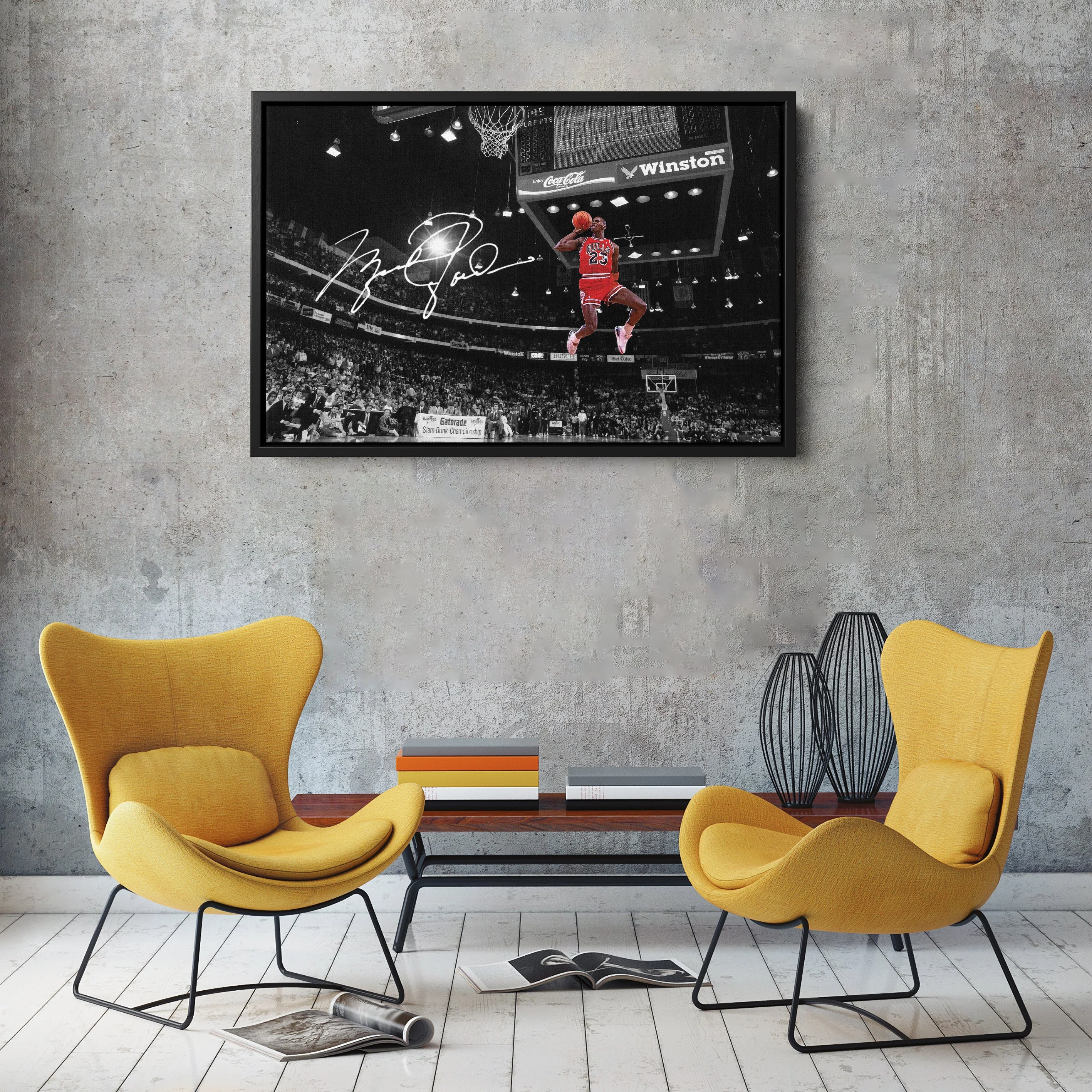 Chicago Bulls Michael Jordan Autographed Slam Dunk Canvas Wall Art - Image 6