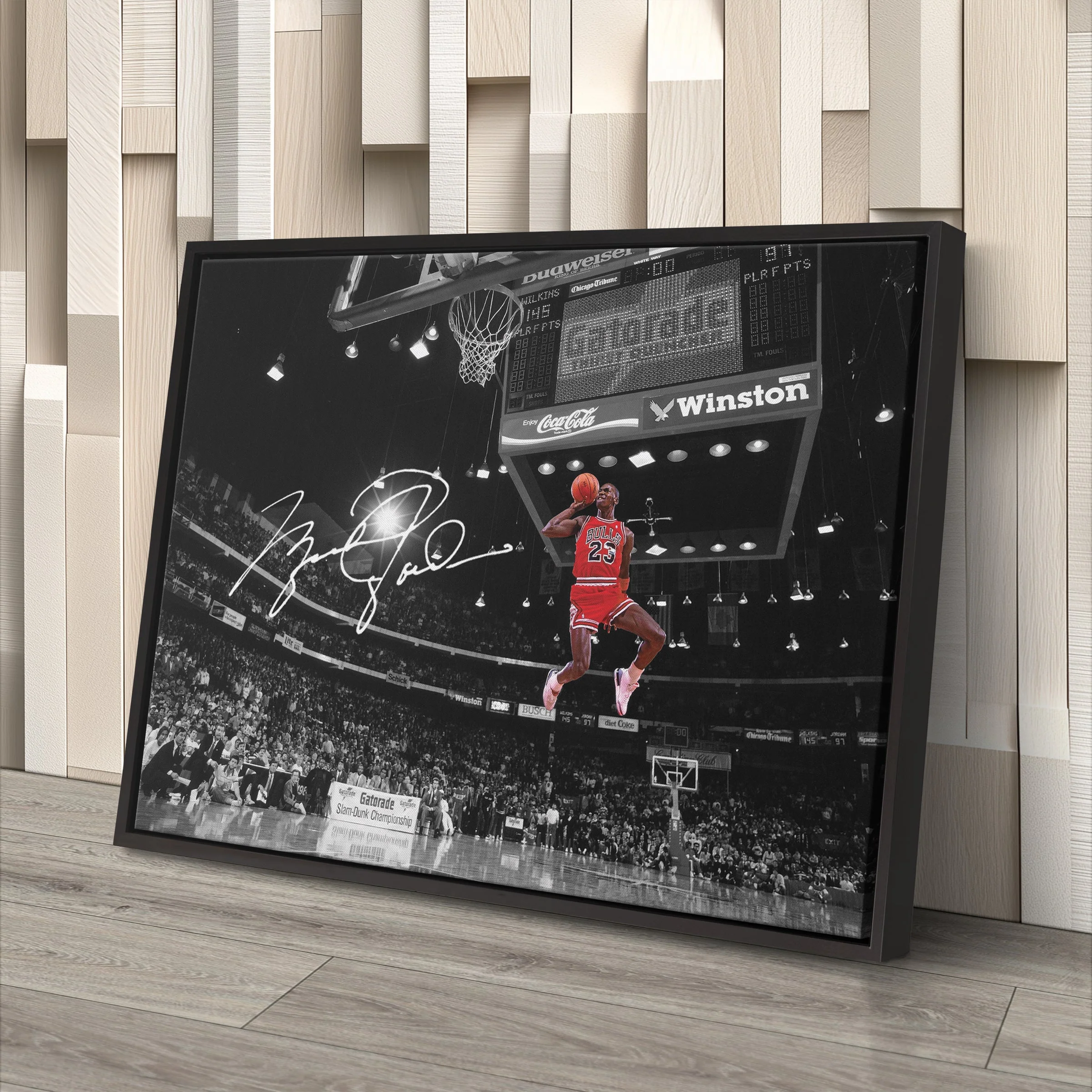 Chicago Bulls Michael Jordan Autographed Slam Dunk Canvas Wall Art - Image 7