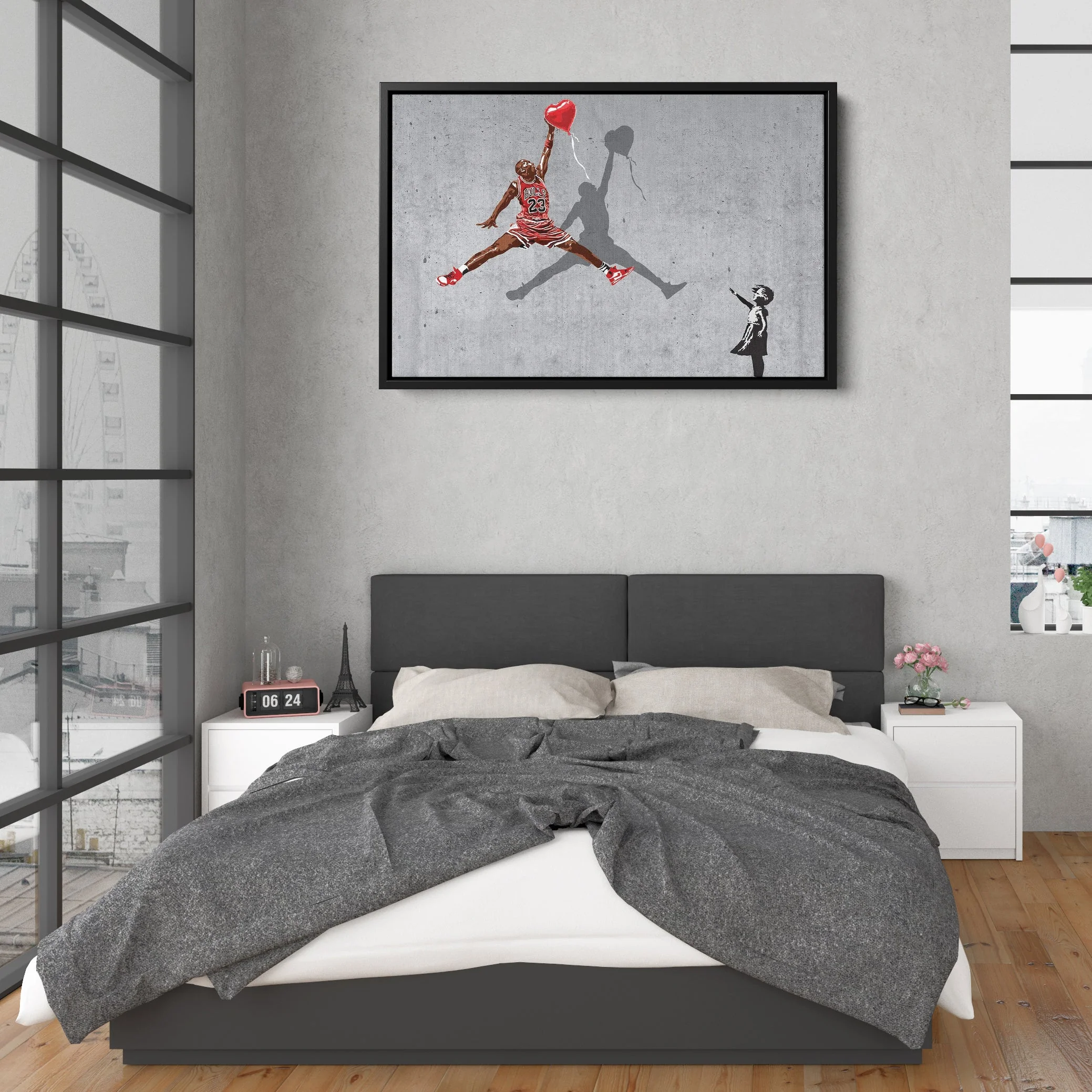 Michael Jordan Banksy Balloon Girl NBA Canvas Street Art - Image 7