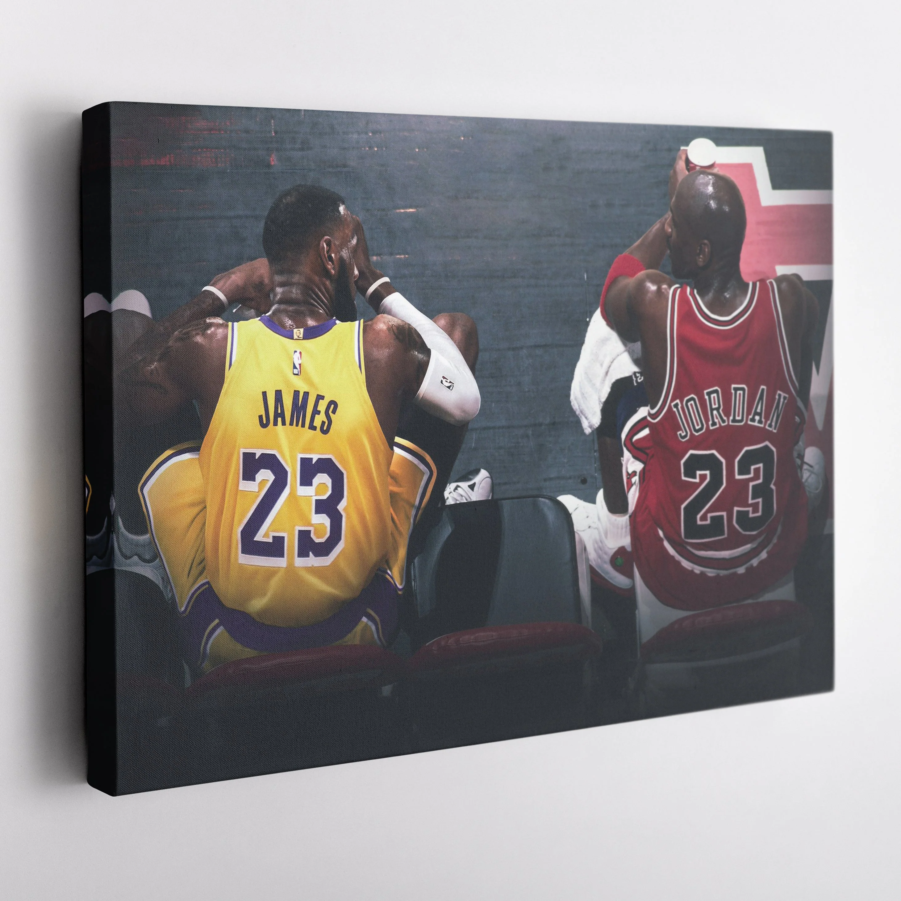Michael Jordan & LeBron James Lakers vs Bulls Canvas Wall Art - Image 4