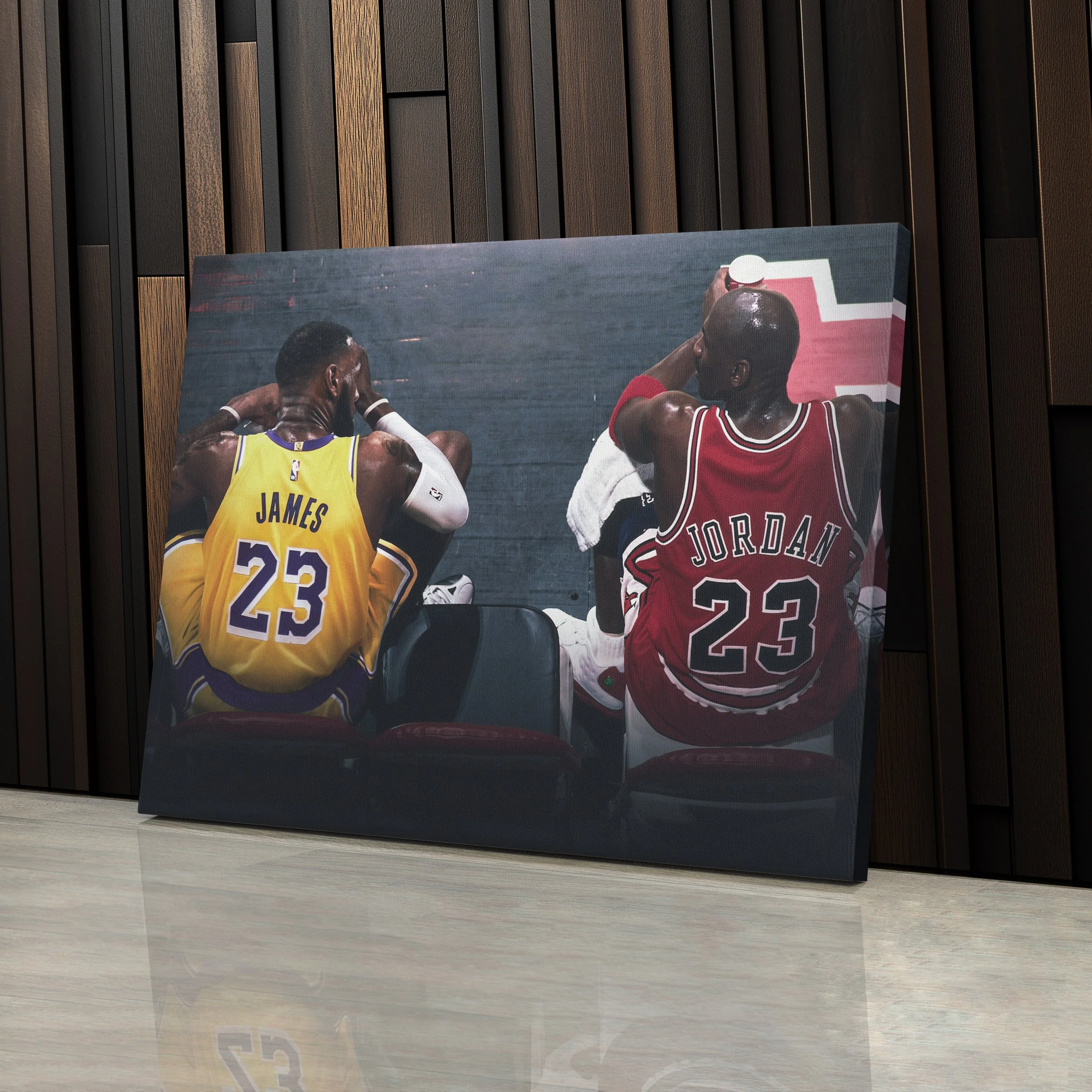 Michael Jordan & LeBron James Lakers vs Bulls Canvas Wall Art - Image 5