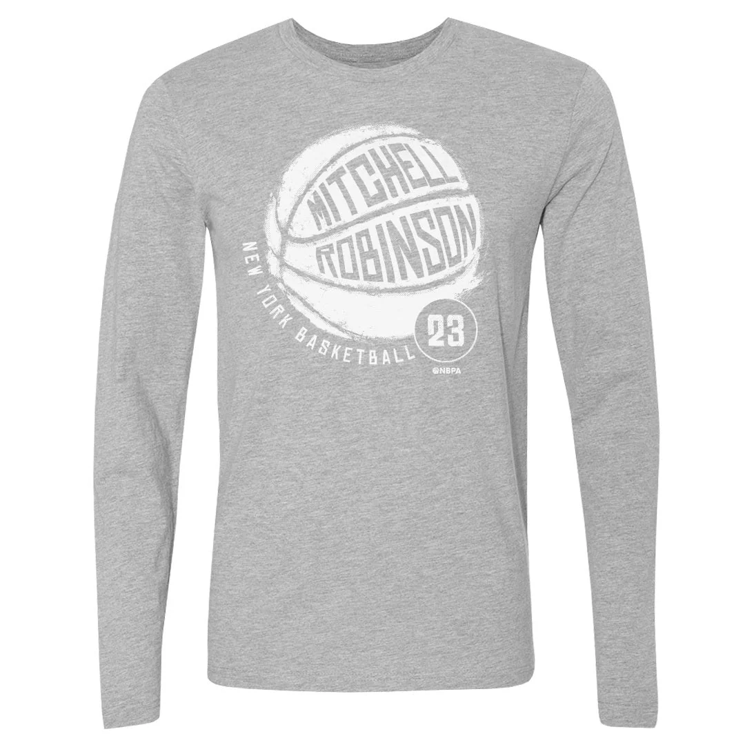 Mitchell Robinson New York Basketball WHT Men's Long Sleeve Shirt - Image 2