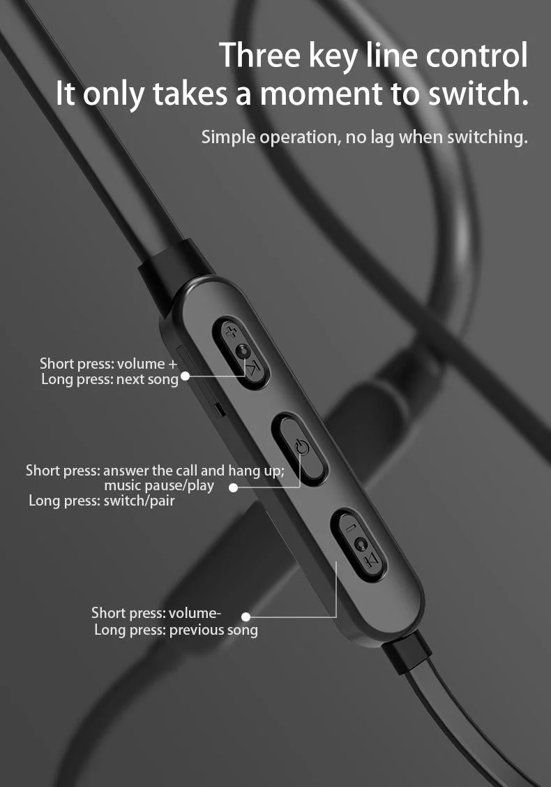 Neck-mounted Wireless earbuds Sports Headphones Neck Bluetooth 5.3 In-Ear Metal Earphones - Image 17