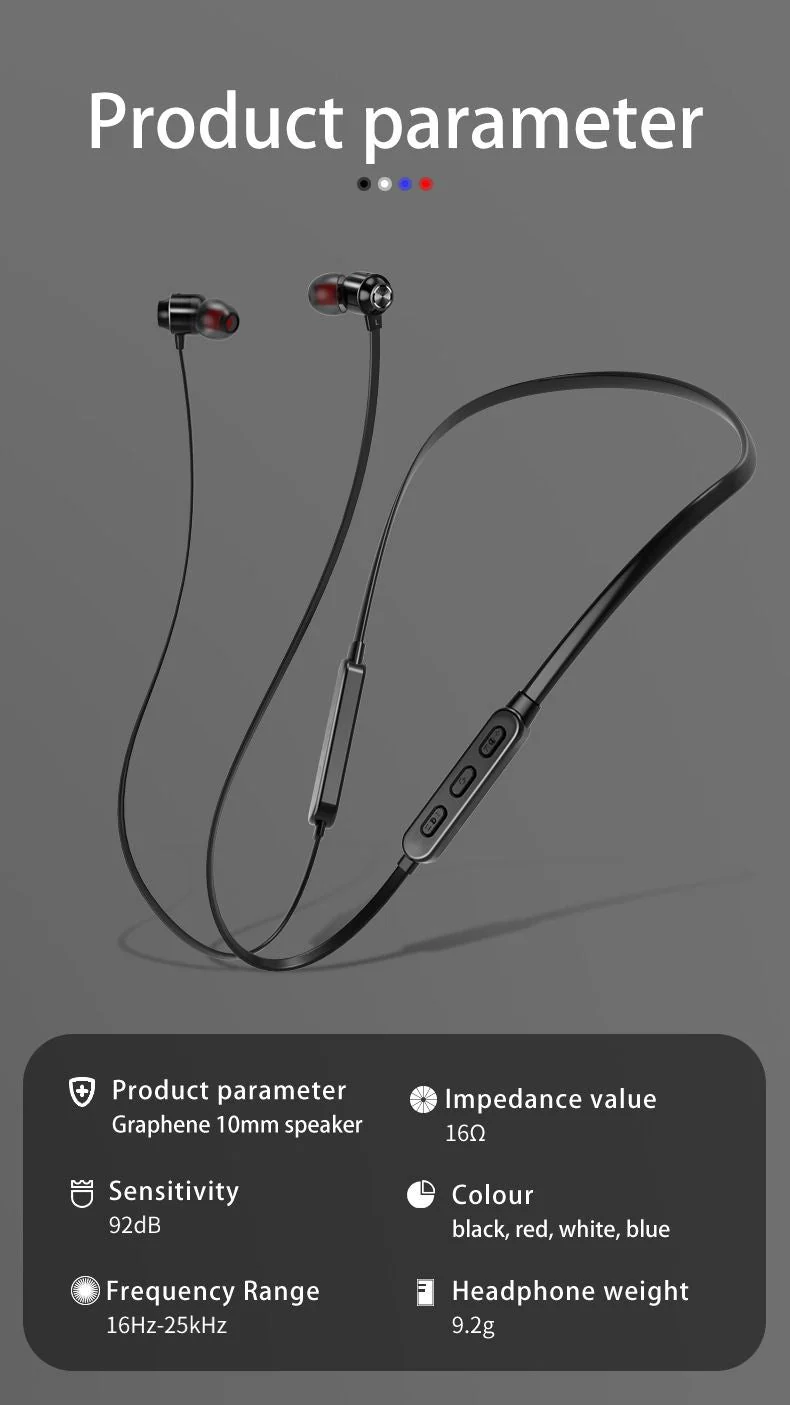 Neck-mounted Wireless earbuds Sports Headphones Neck Bluetooth 5.3 In-Ear Metal Earphones - Image 18