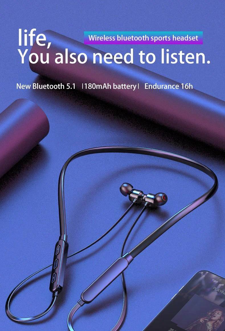 Neck-mounted Wireless earbuds Sports Headphones Neck Bluetooth 5.3 In-Ear Metal Earphones - Image 23