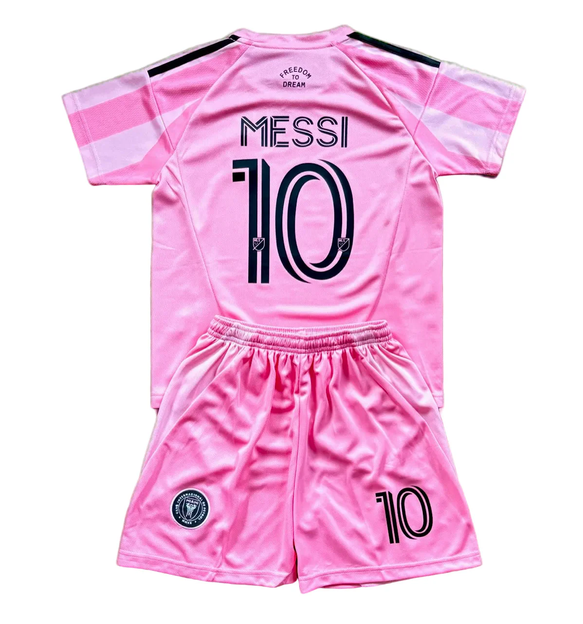New Pink Lionel Messi Home Kids Soccer Jersey Pink Set Of 2 | Toddler & Youth - Image 2
