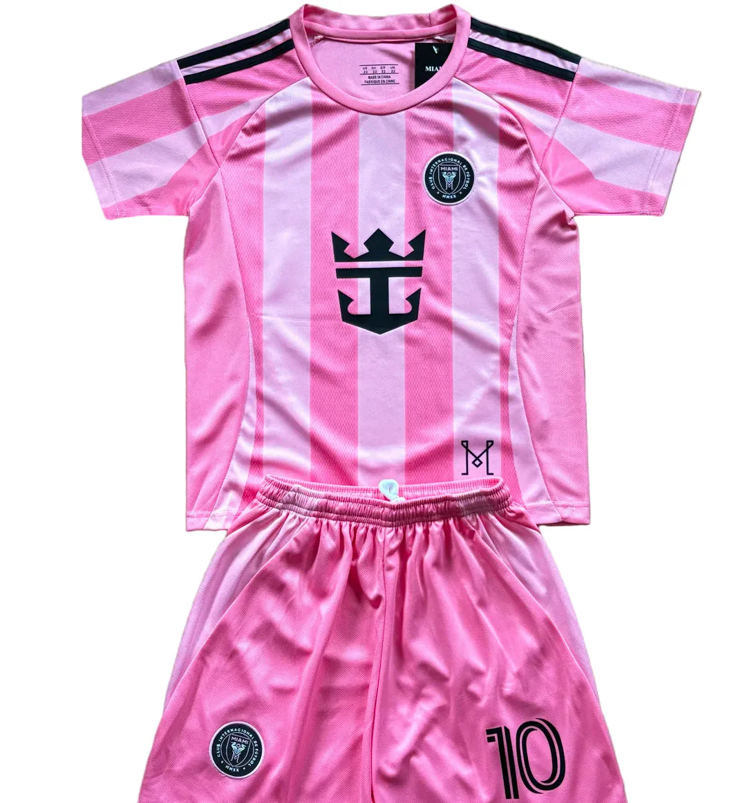 New Pink Lionel Messi Home Kids Soccer Jersey Pink Set Of 2 | Toddler & Youth - Image 4