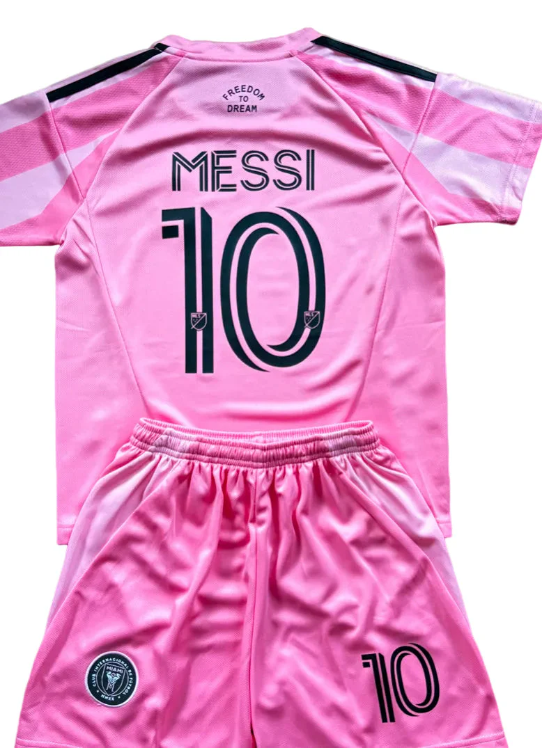 New Pink Lionel Messi Home Kids Soccer Jersey Pink Set Of 2 | Toddler & Youth - Image 5