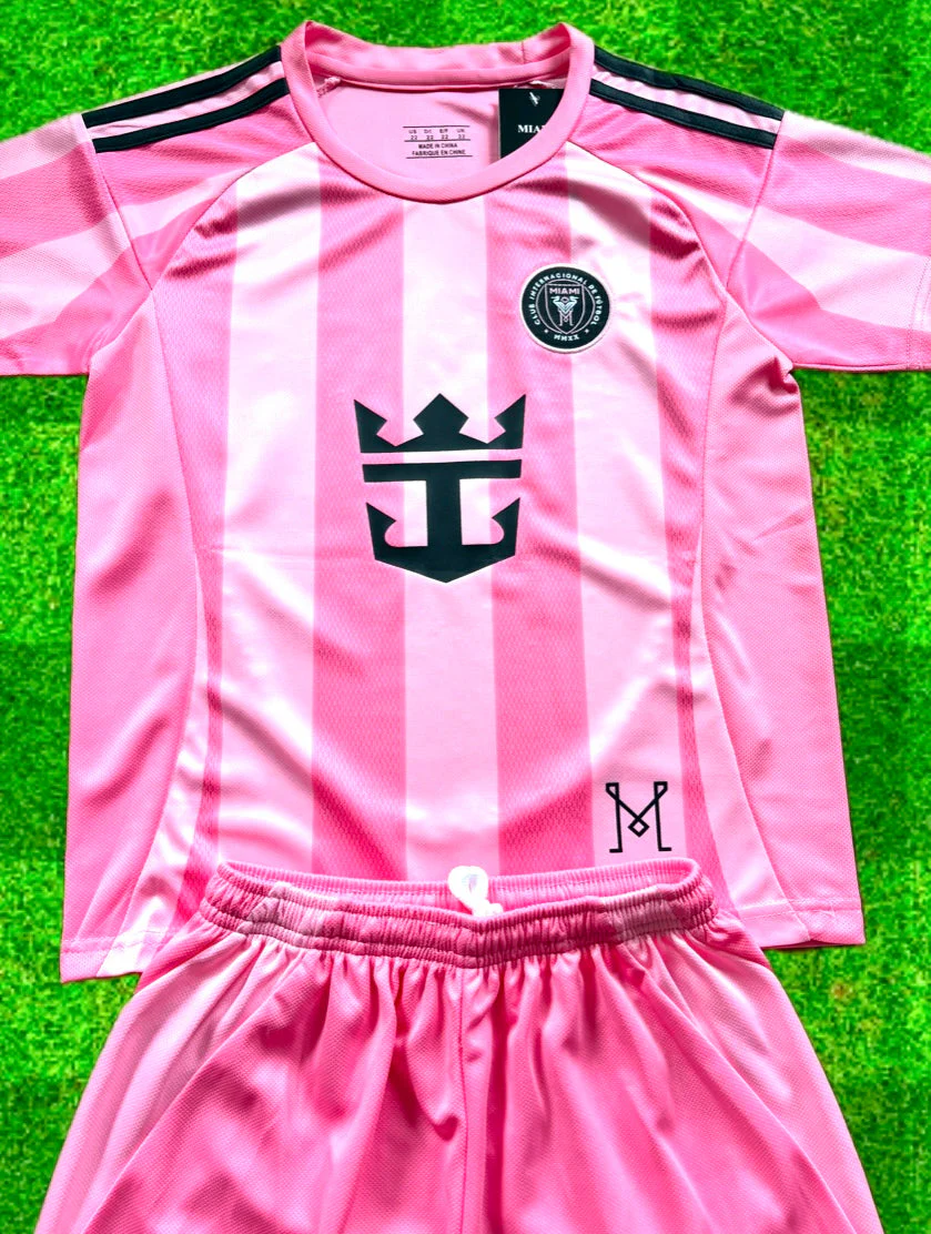 New Pink Lionel Messi Home Kids Soccer Jersey Pink Set Of 2 | Toddler & Youth - Image 6