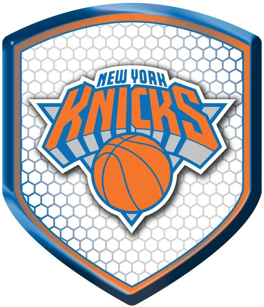 New York Knicks High Intensity Reflector, Shield Shape, Raised Decal Sticker, 2.5x3.5 Inch, Home Or Auto, Full Adhesive Backing