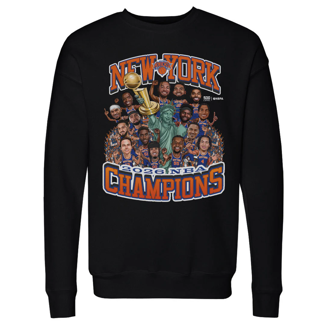 New York Knicks NBA Finals 2026 Champions Caricature Wht