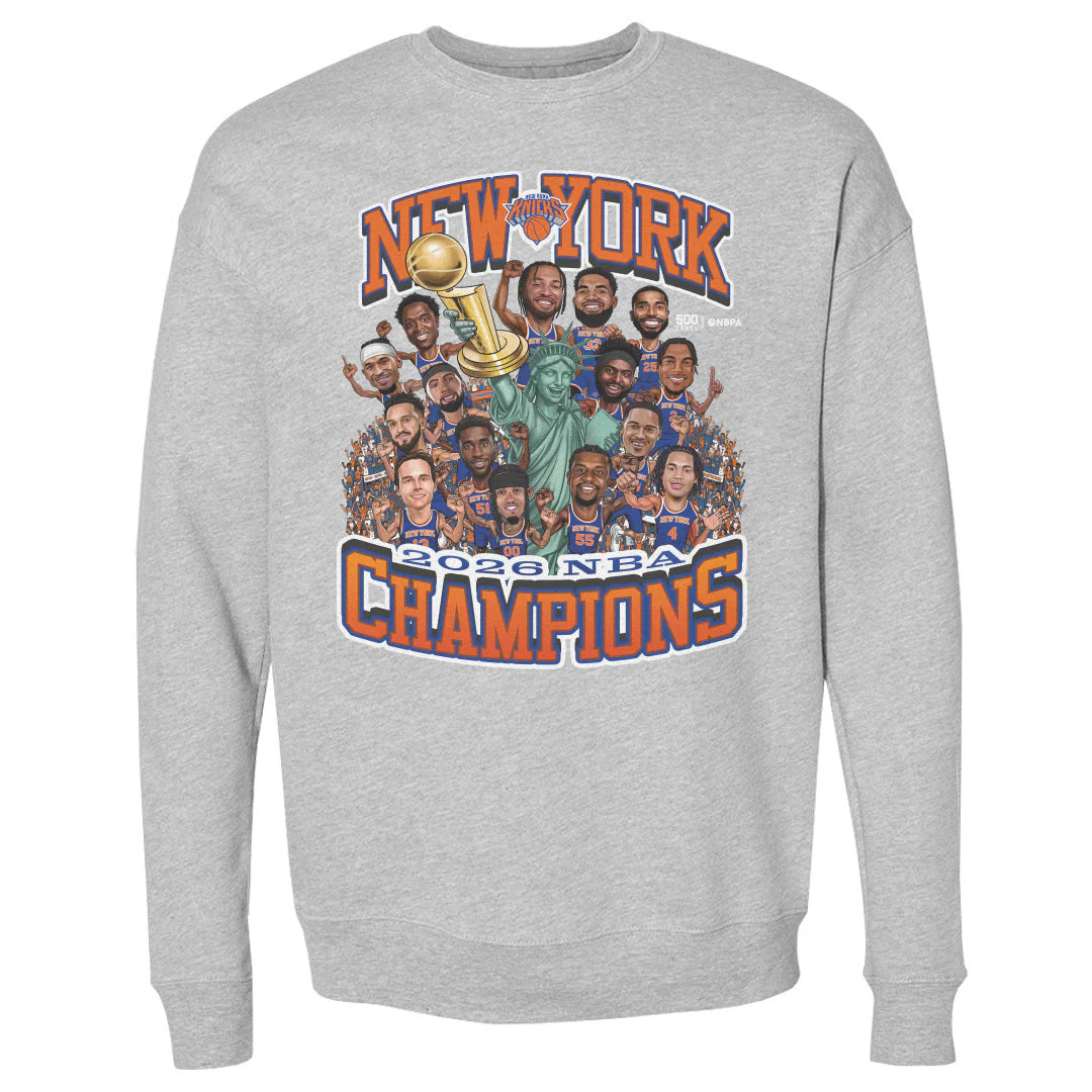New York Knicks NBA Finals 2026 Champions Caricature Wht - Image 2