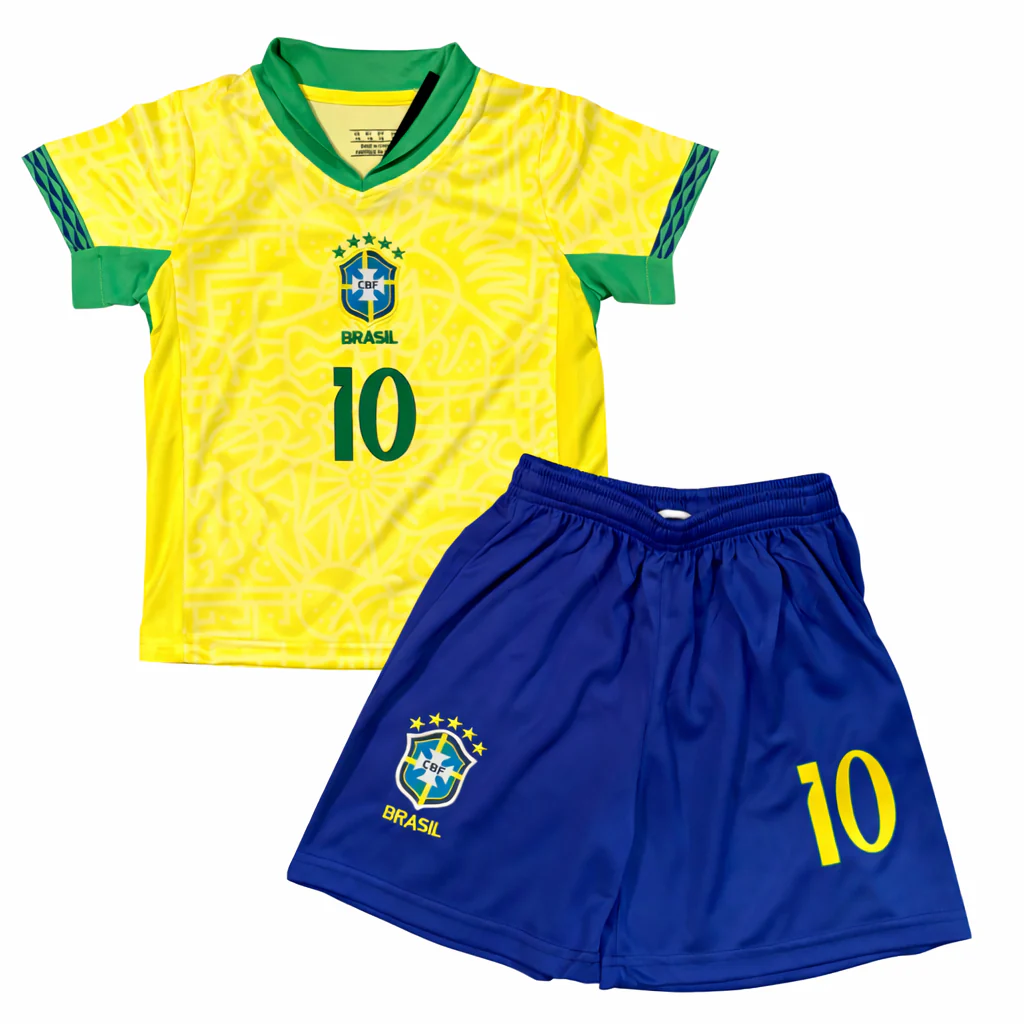 Neymar Jr Brazil Kids Soccer Jersey Set Football Youth Toddler Sizes - Image 3