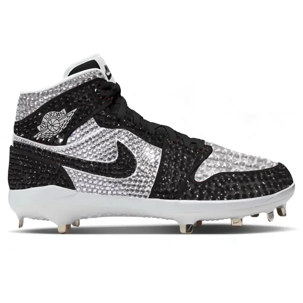 "Panda Crystals" Jordan 1 Retro Cleats