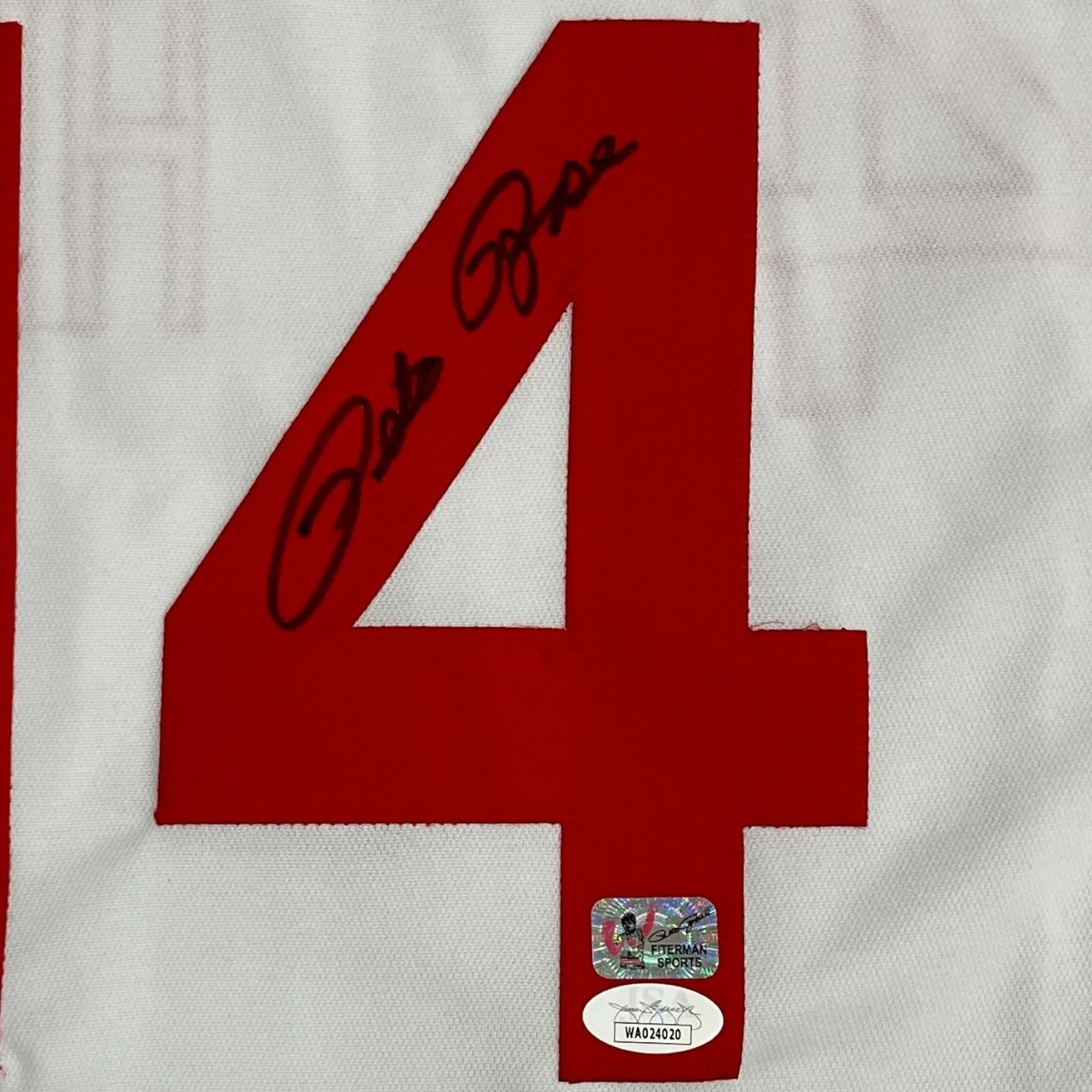 Autographed Pete Rose Cincinnati "Hit King" (White #14) Custom Jersey - Image 2