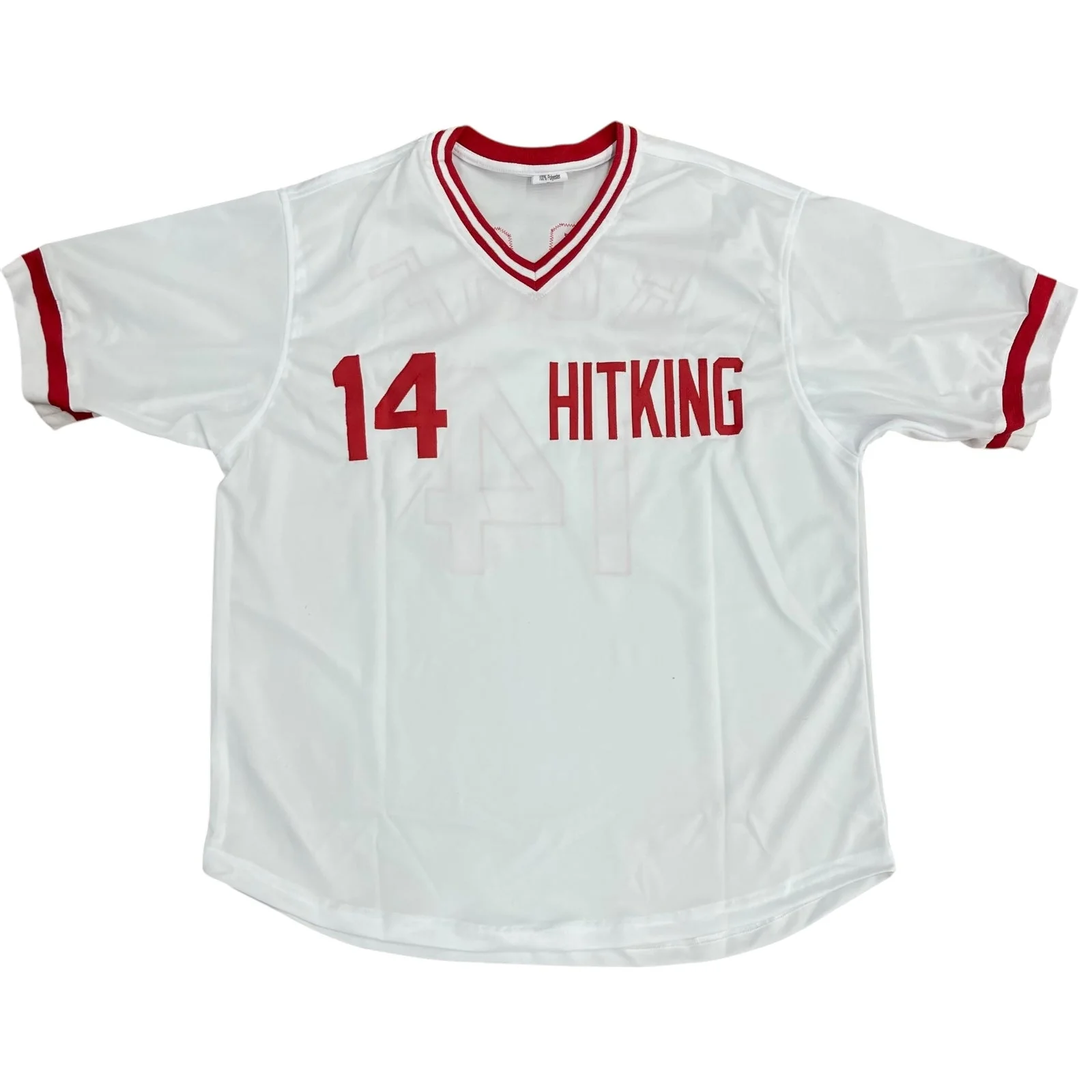 Autographed Pete Rose Cincinnati "Hit King" (White #14) Custom Jersey - Image 3