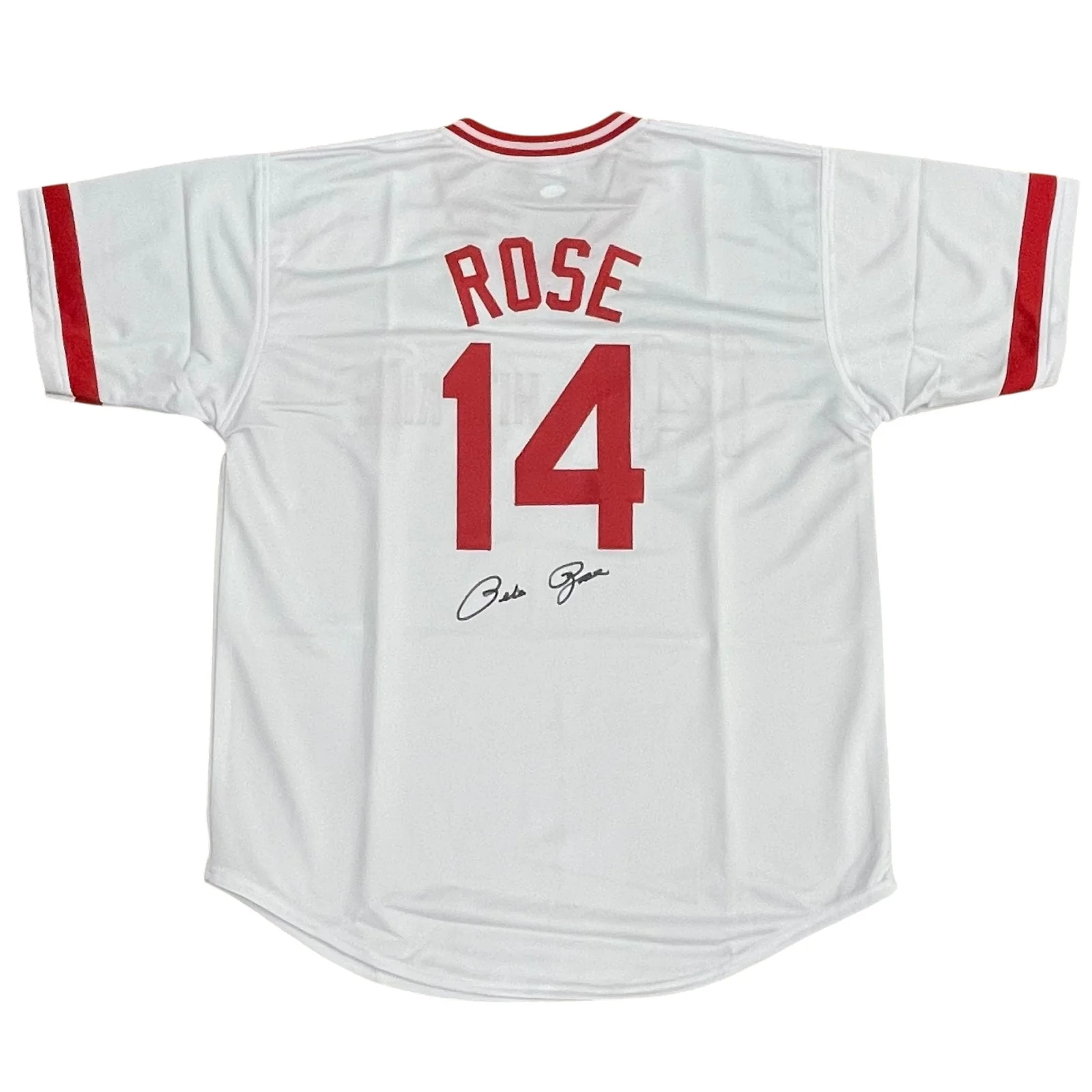 Autographed Pete Rose Cincinnati (White #14) Custom Jersey