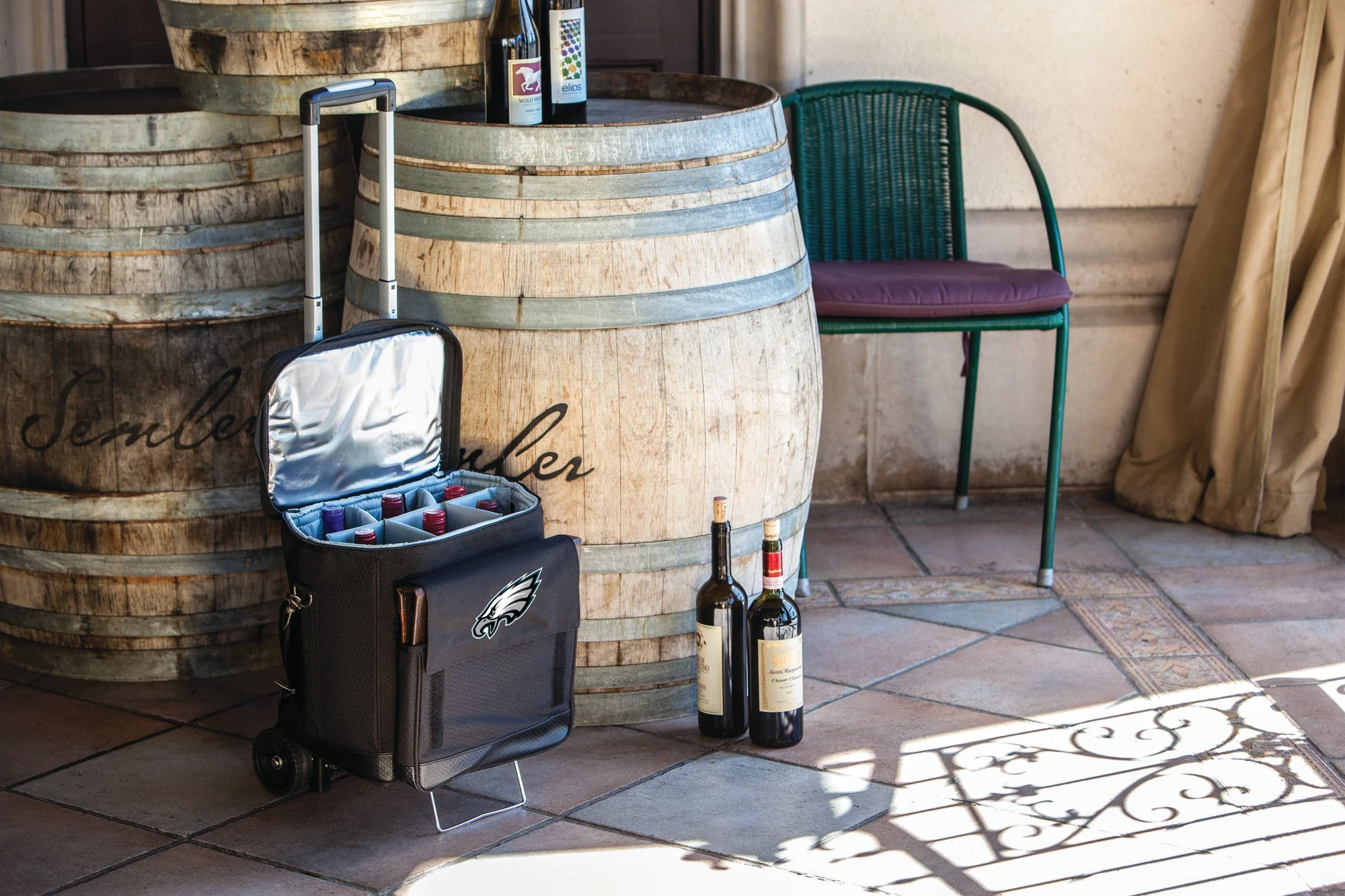 Philadelphia Eagles Cellar 6-Bottle Wine Carrier & Cooler Tote with Trolley - Image 2