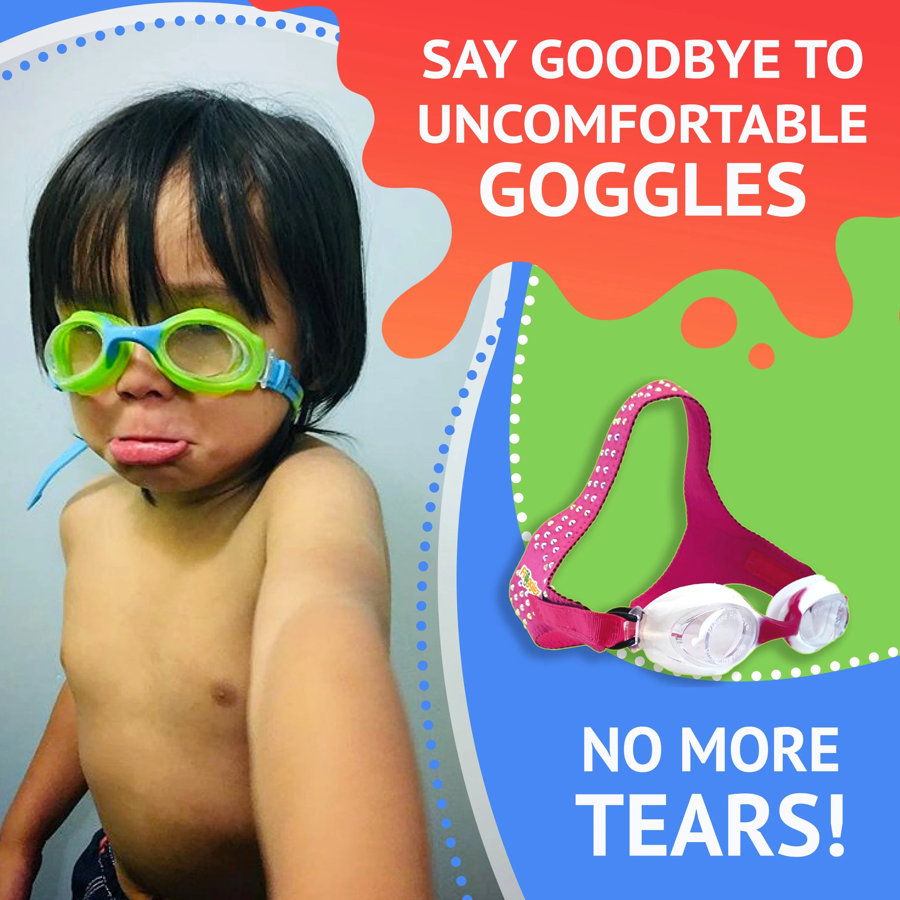 Pink Glitz Kids Swim Goggles - Image 2