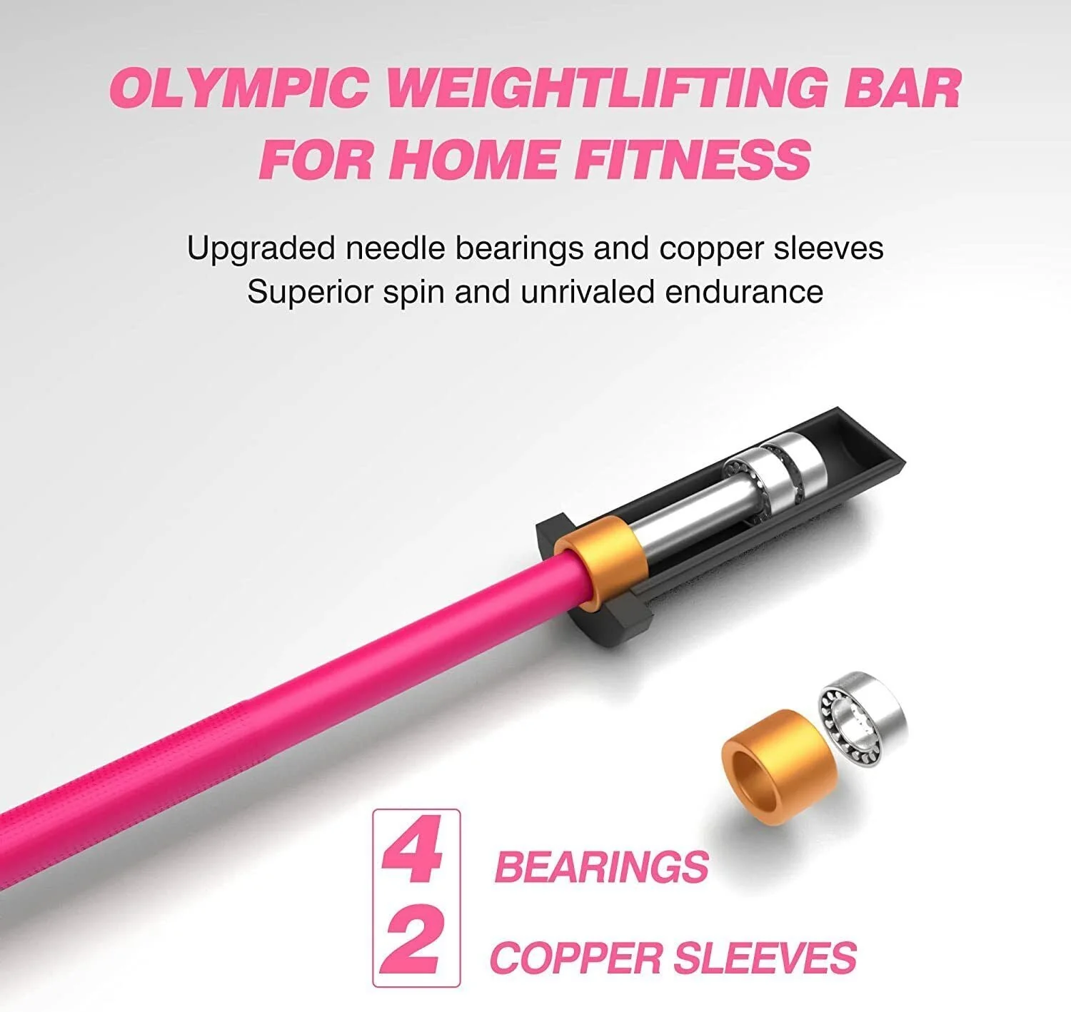 Pink 4 Foot Olympic Barbell Bar - Image 4