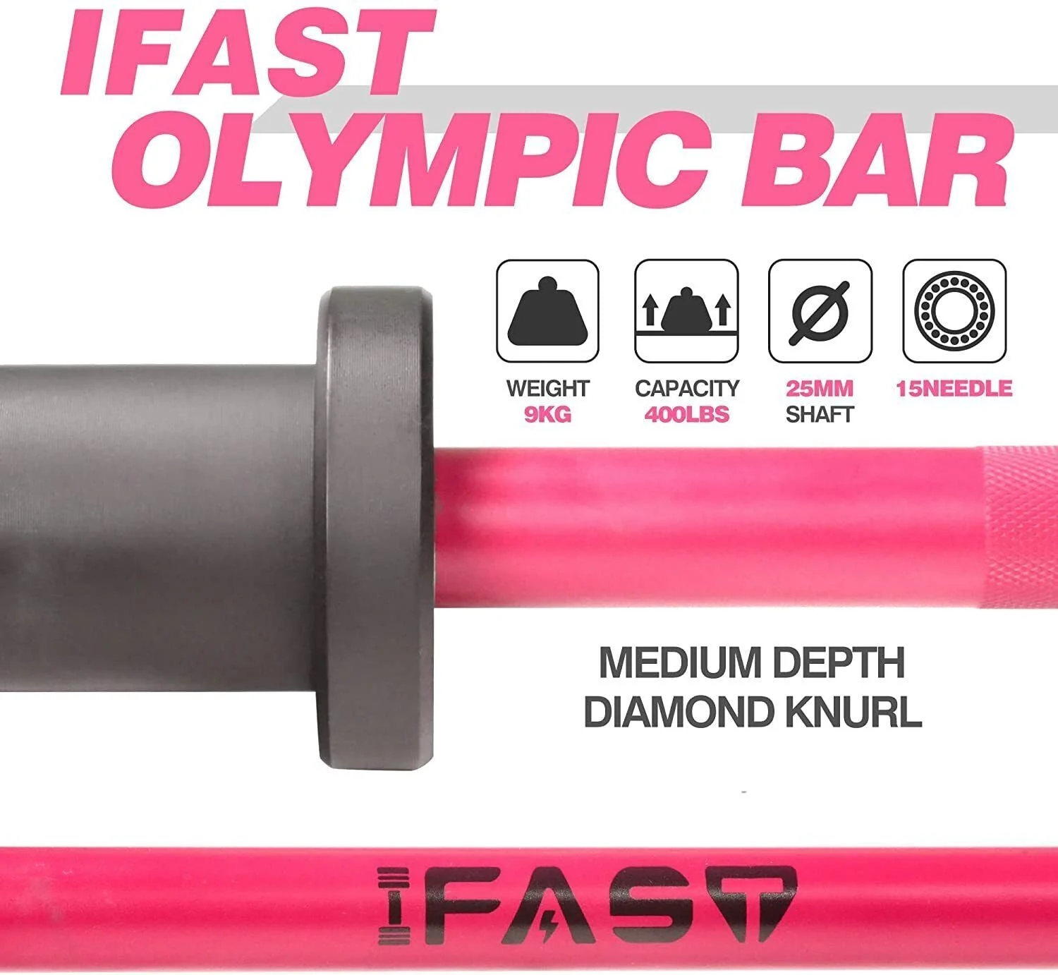 Pink 4 Foot Olympic Barbell Bar - Image 5