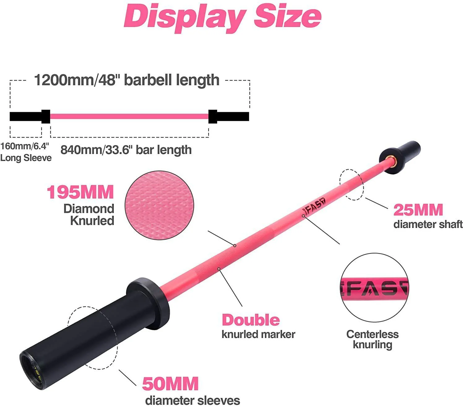 Pink 4 Foot Olympic Barbell Bar - Image 6